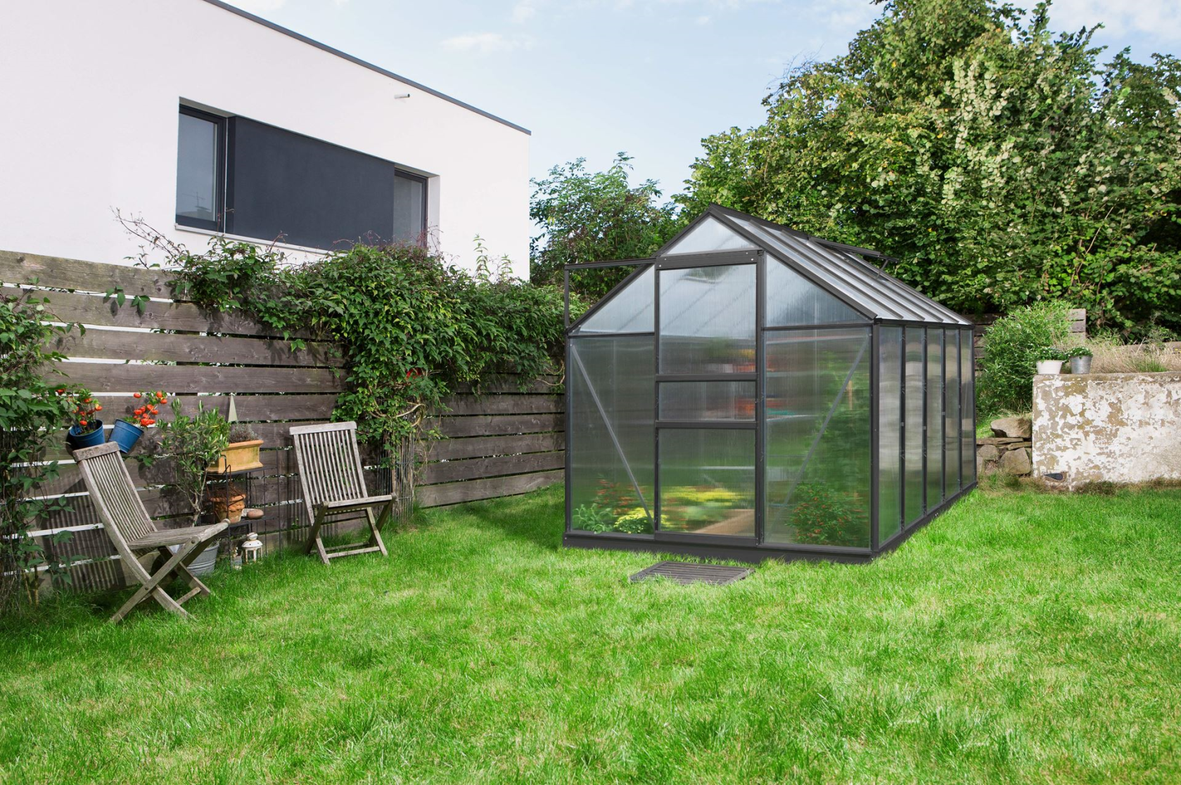 Vitavia Venus serre - 6,2m² - met 4 mm polycarbonaat - Zwart