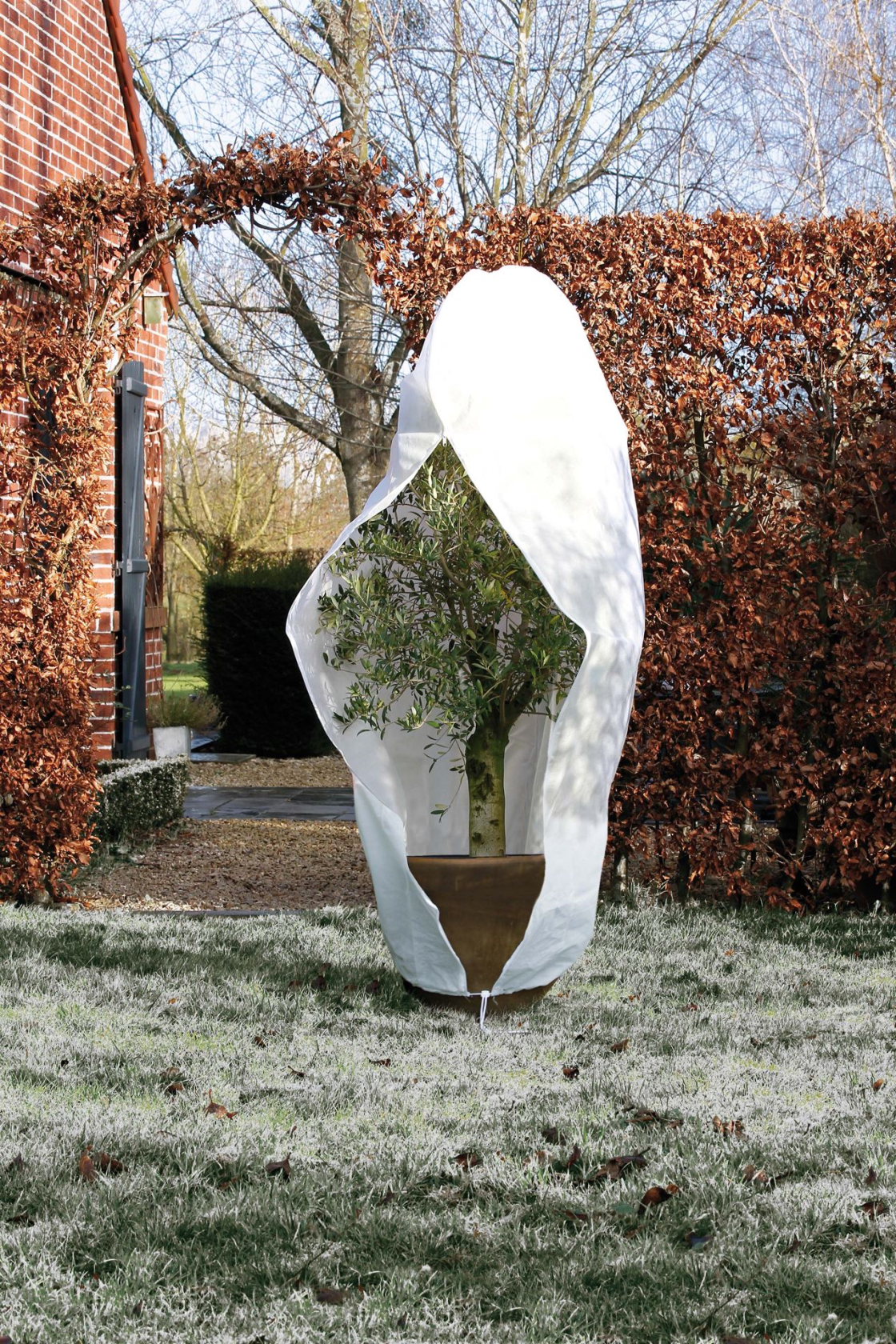 Nature vorstbeschermhoes met rits & koord - 70gr/m² - 300x Ø250cm - wit