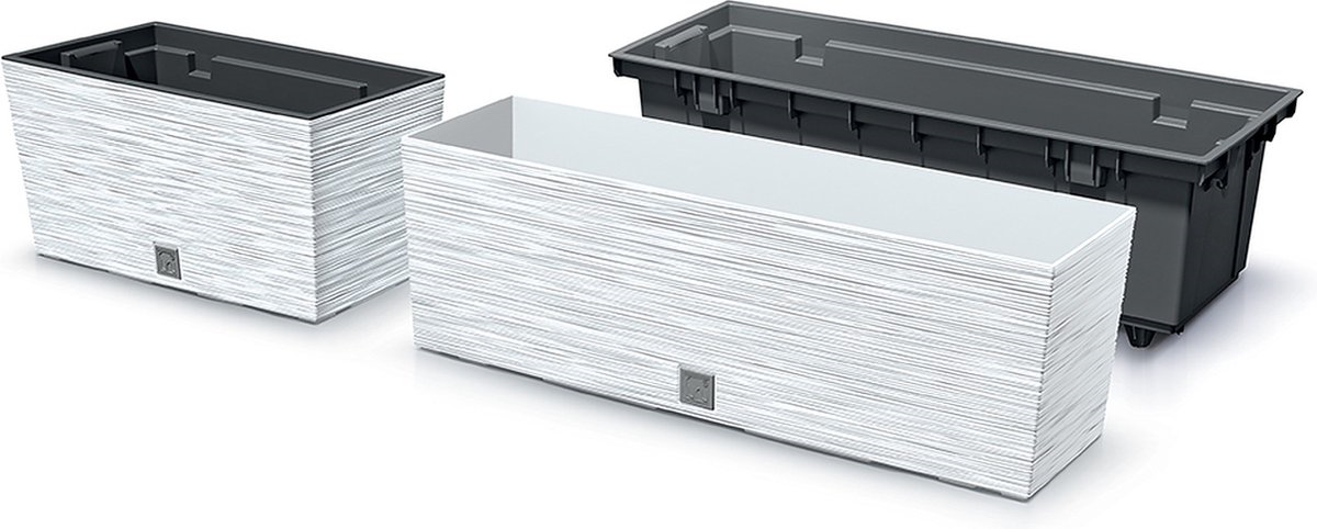Prosperplast Furu Case Planter - Blanc - 58,5 cm - Avec pot intérieur