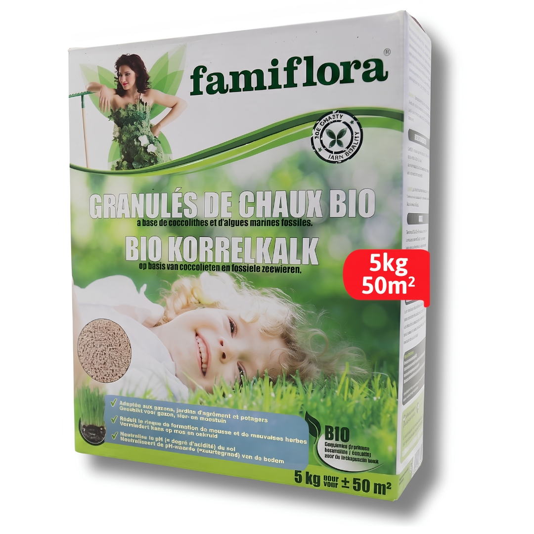 Famiflora chaux granulée - 5 kg jusqu'à 50 m² - bio
