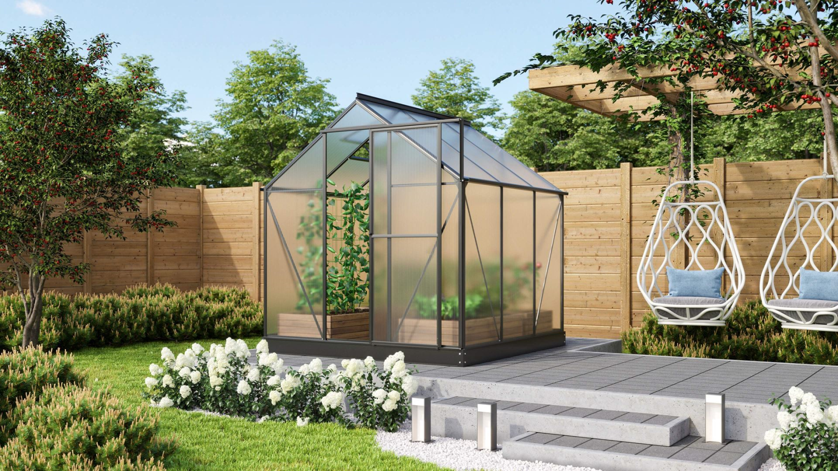 Vitavia Triton serre - 3,8m² - met 4 mm polycarbonaat - Zwart