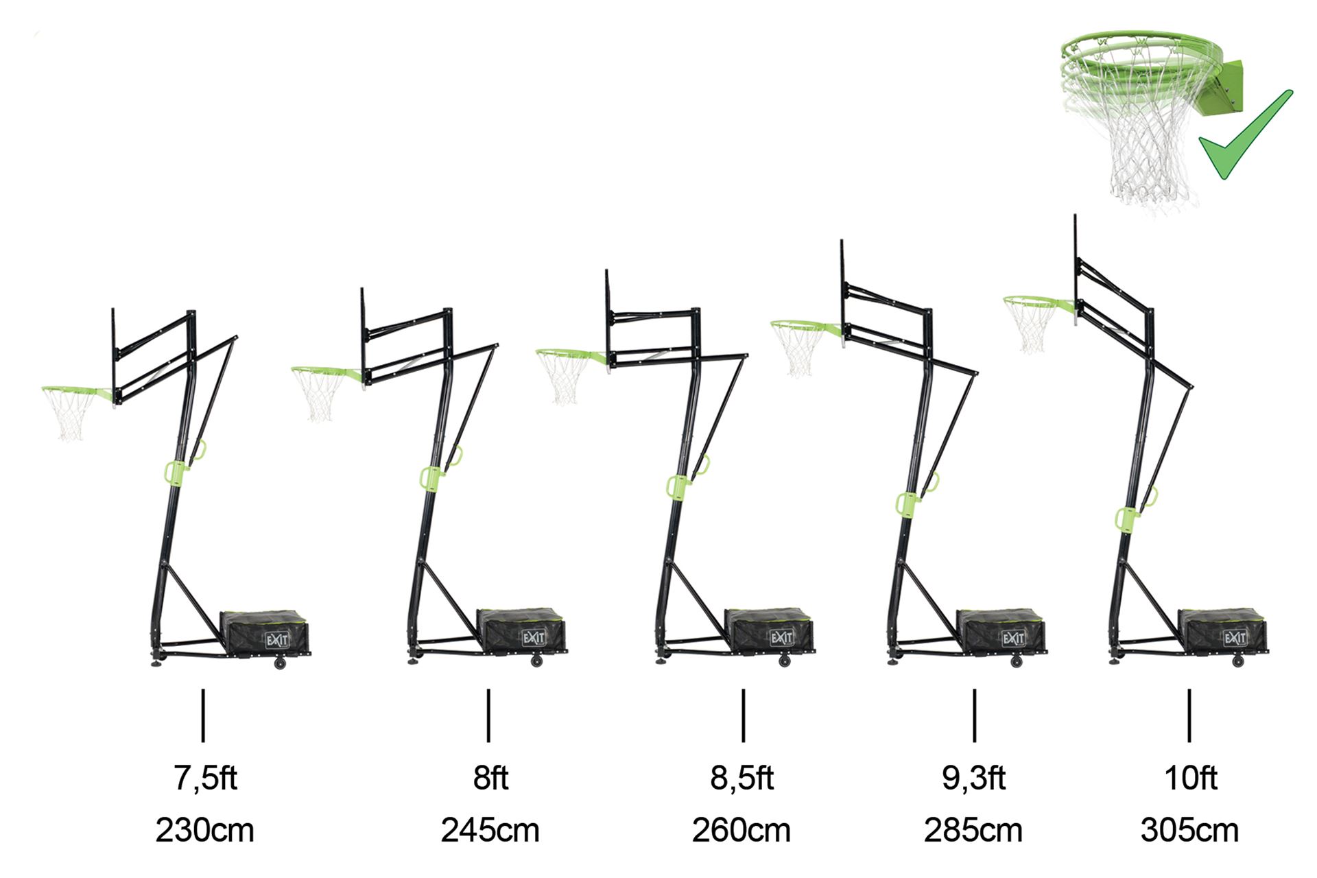 EXIT-Galaxy-verplaatsbaar-basketbalbord-op-wielen-met-dunkring-groen-zwart