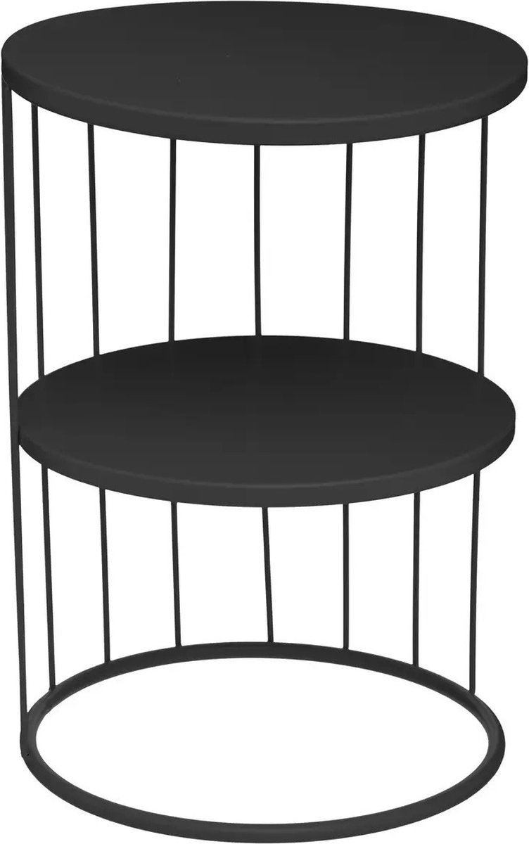 Atmosphera Bijzettafel Kobu – Zwart metaal - Ø36 x H52 cm