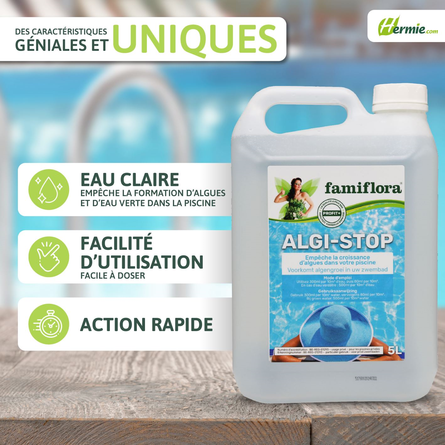 Famiflora Algi-Stop liquid 5L - Against algae growth in the pool!