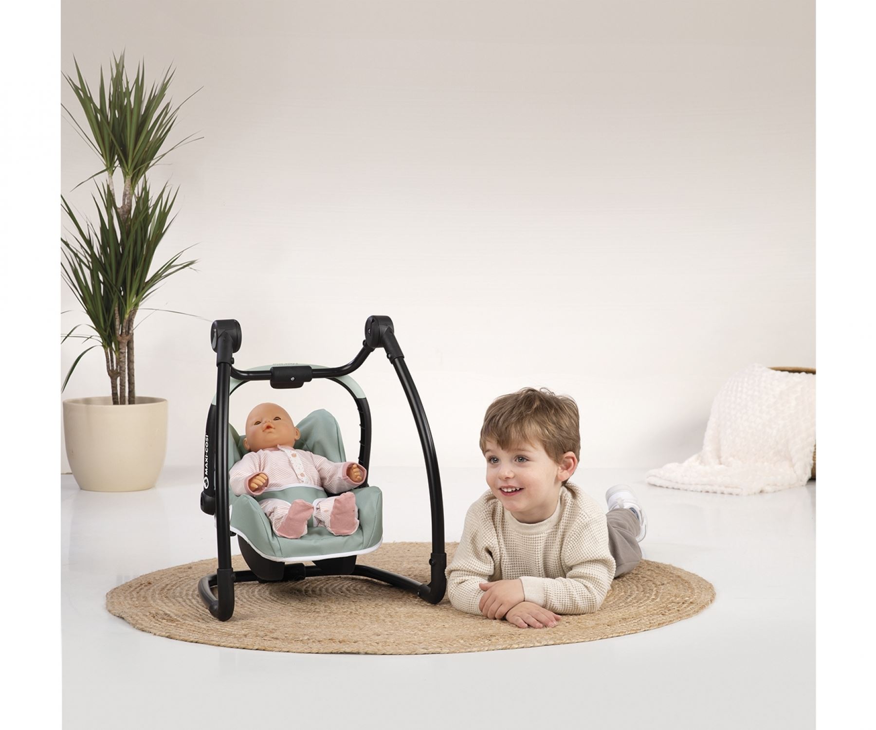 Smoby Maxi Cosi 3 in 1 car seat high dining chair swing for dolls green