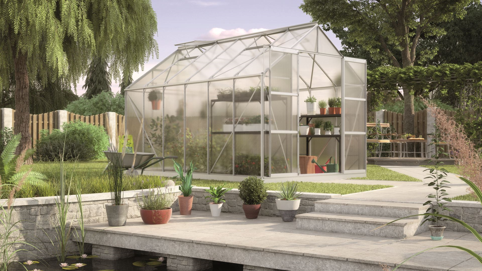 Vitavia Uranus serre - 9,9m² - met 4 mm polycarbonaat - Aluminium