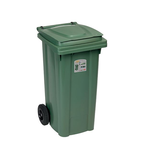 Stefanplast vuilnisbak op wielen 120L - 54.9 x 49.5 x H94 cm - Groen (VD51)