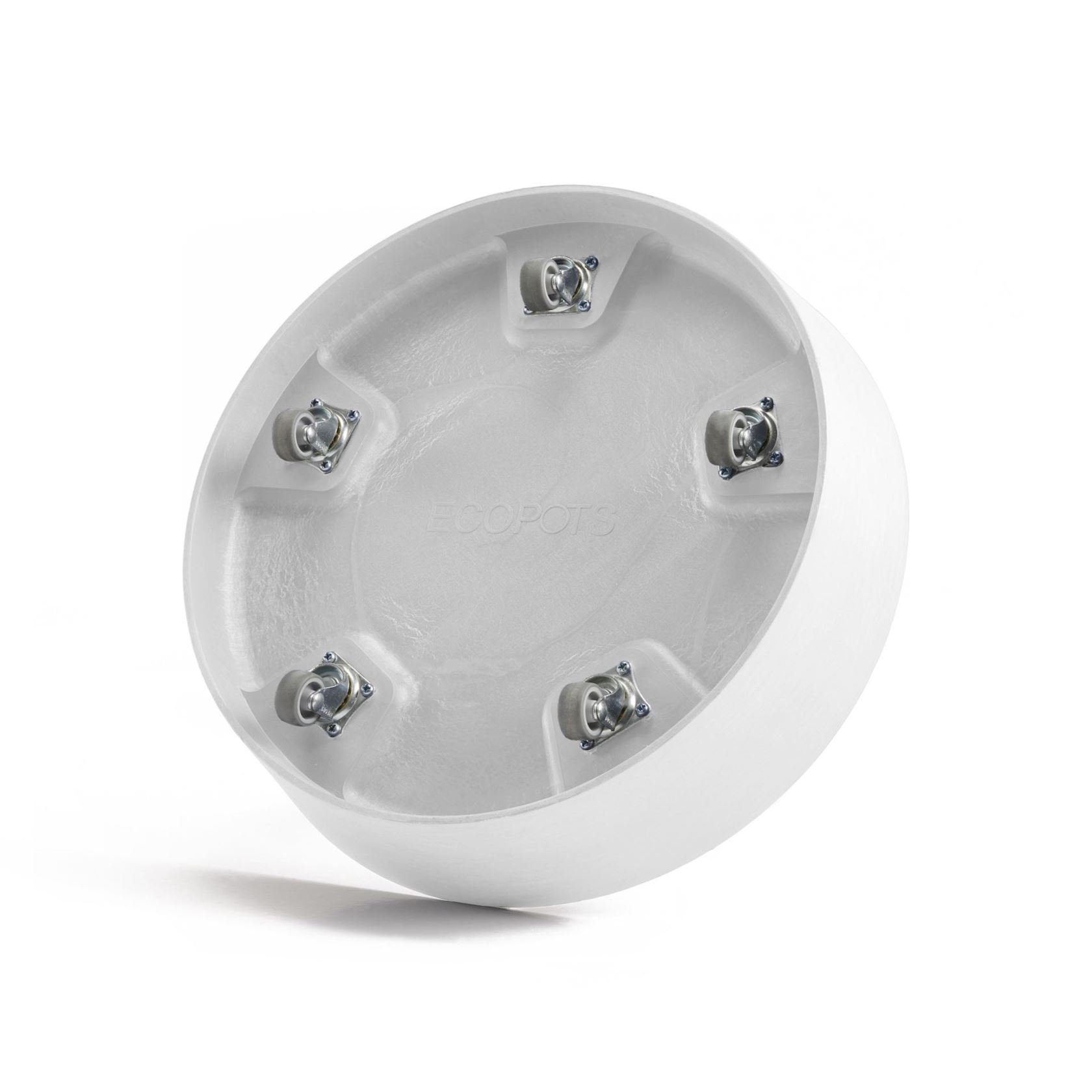Ecopots-onderschotel-rond-met-wielen-pure-white-40-cm-H9-cm
