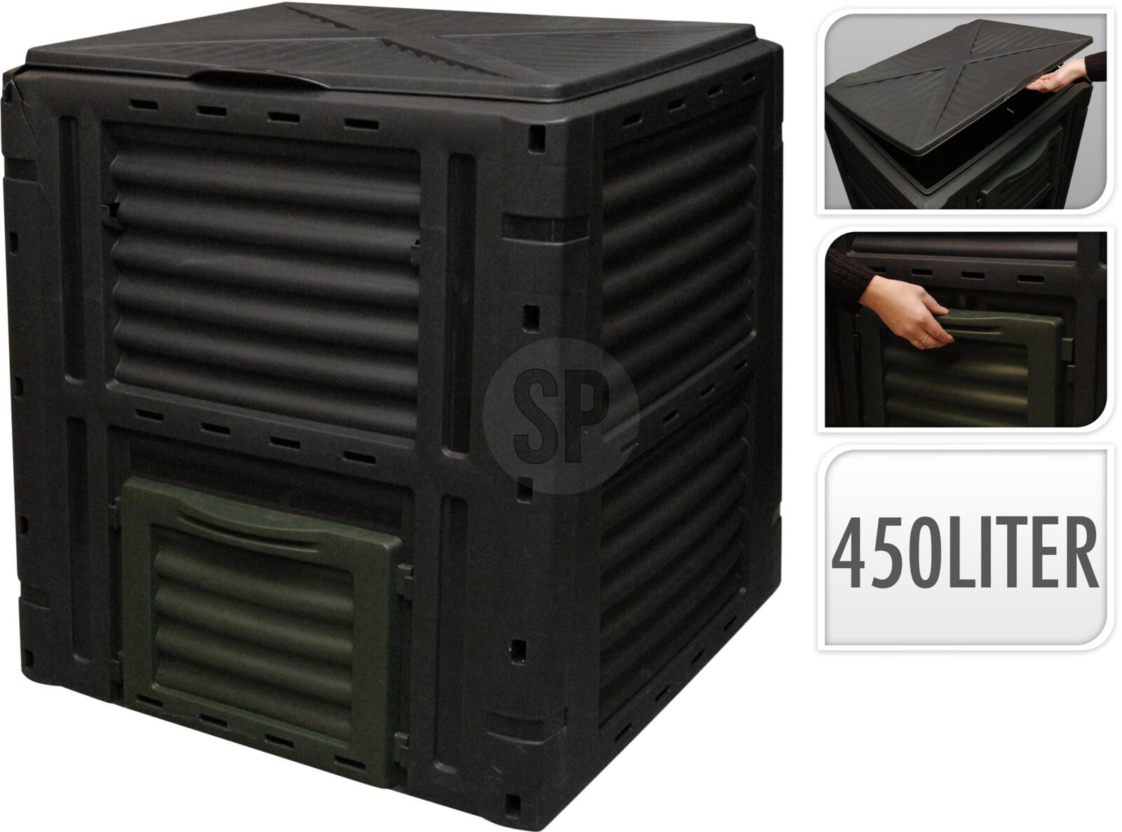 compostbak-450l-zwart-groen-80x12x80cm