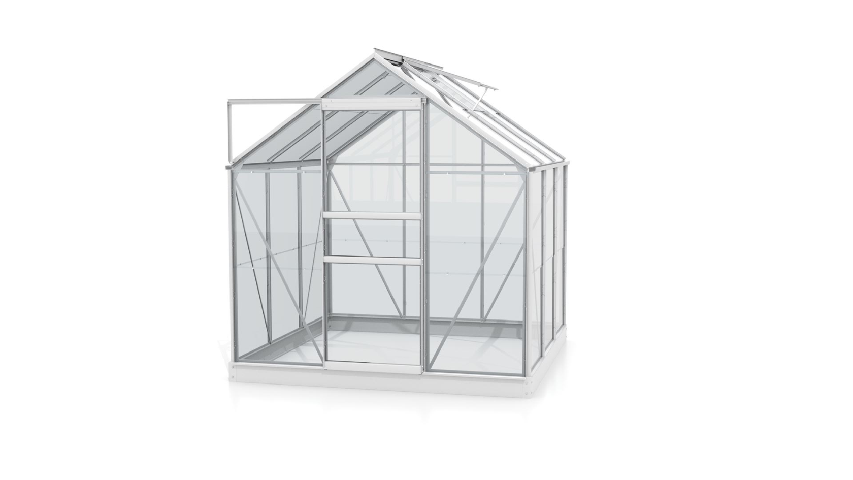 Serre Vitavia Planet 3,8m² avec verre de sécurité - Aluminium - Avec porte coulissante simple (L61 cm) et fondation