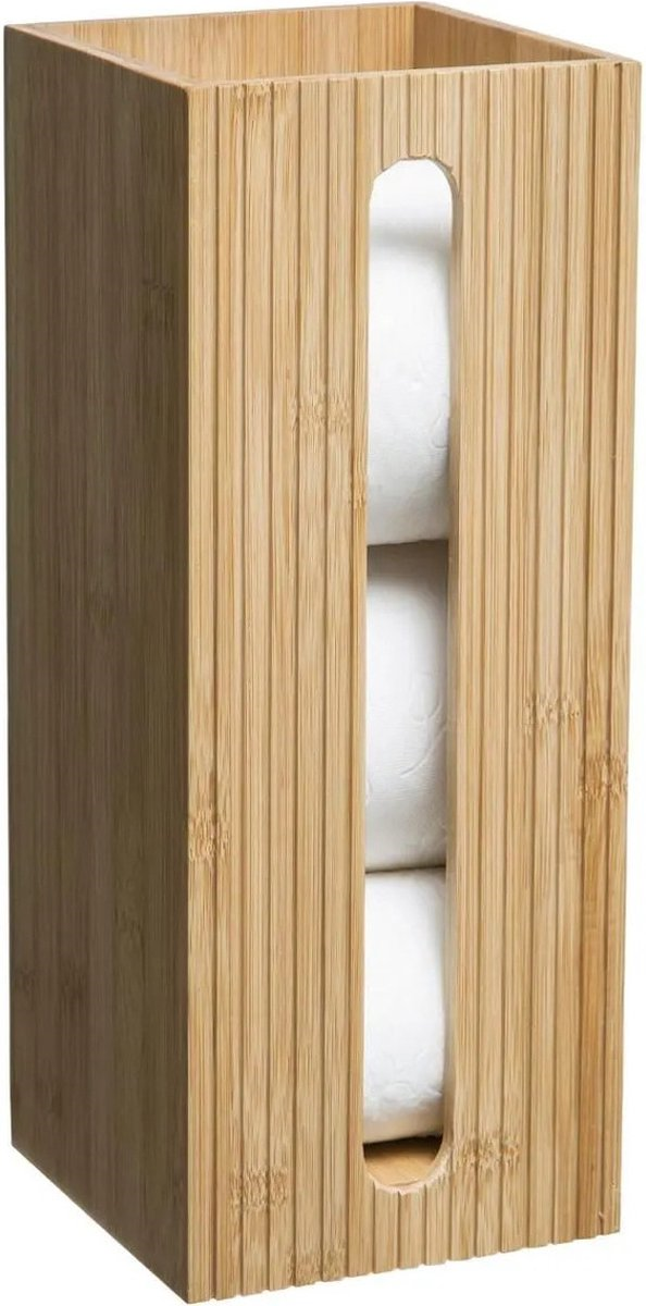 5Five Toilet Roll Holder Reservoir - Bamboo - Brown - 3 Rolls - 36 cm High - Bathroom & Toilet Accessory