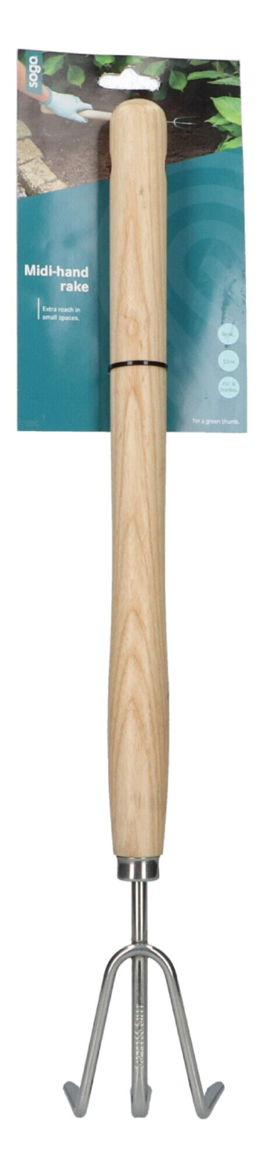 SOGO Hand rake 3-tooth - Long Handle - Stainless Steel - Ergonomic