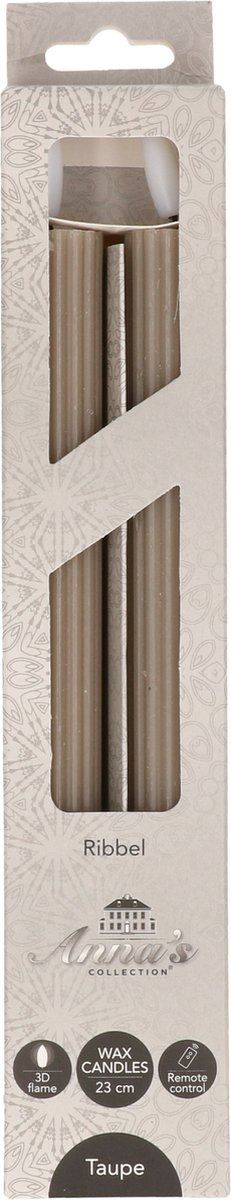 Dinerkaars-Rustiek-H23cm-2stuks-vlameffect-taupe