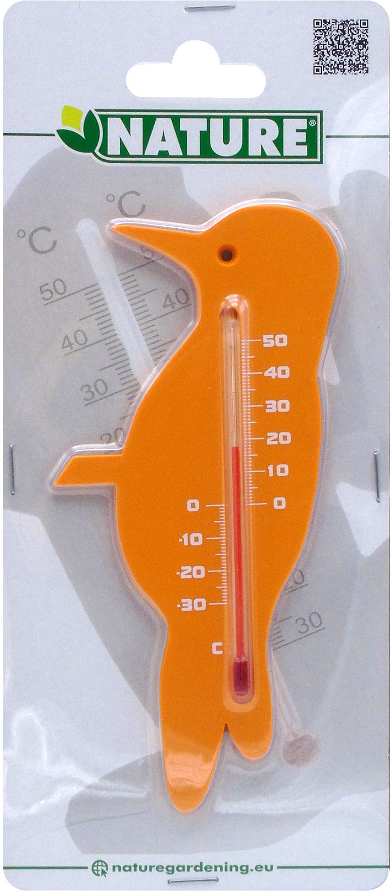 Muurthermometer-kunststof-oranje-specht-15x7-5x0-3cm