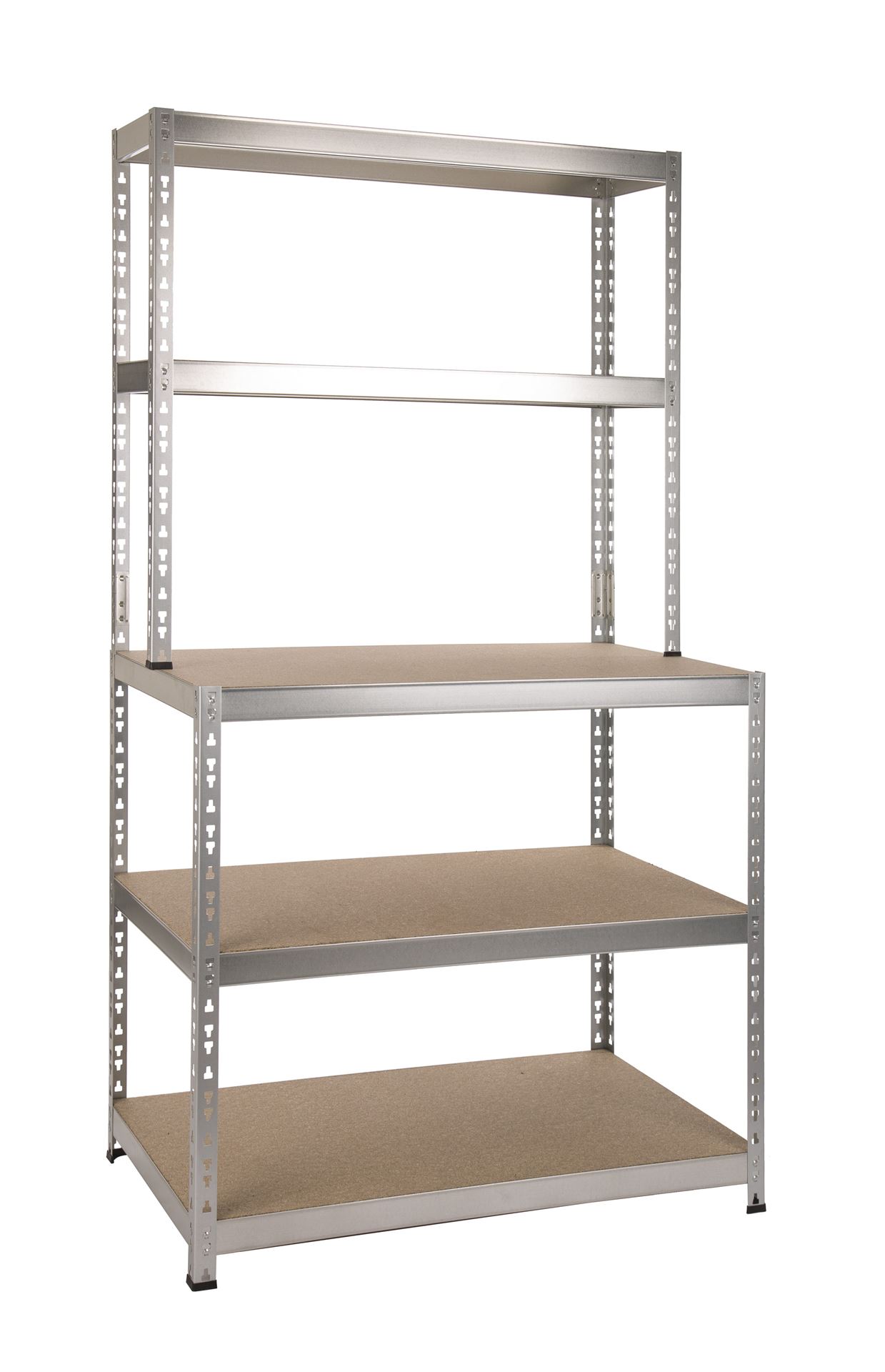 Practo Home heavy duty 860 galva - Opbergrek hout/galva met werkbank - 30/60x101x180cm