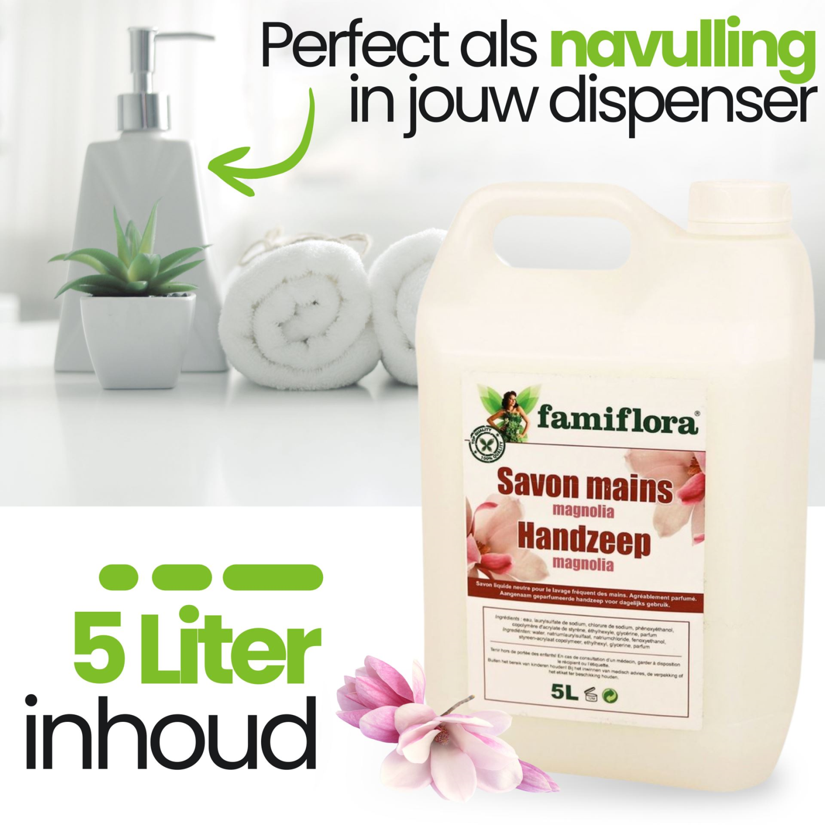 Famiflora magnolia hand soap - Large pack of 5 liters