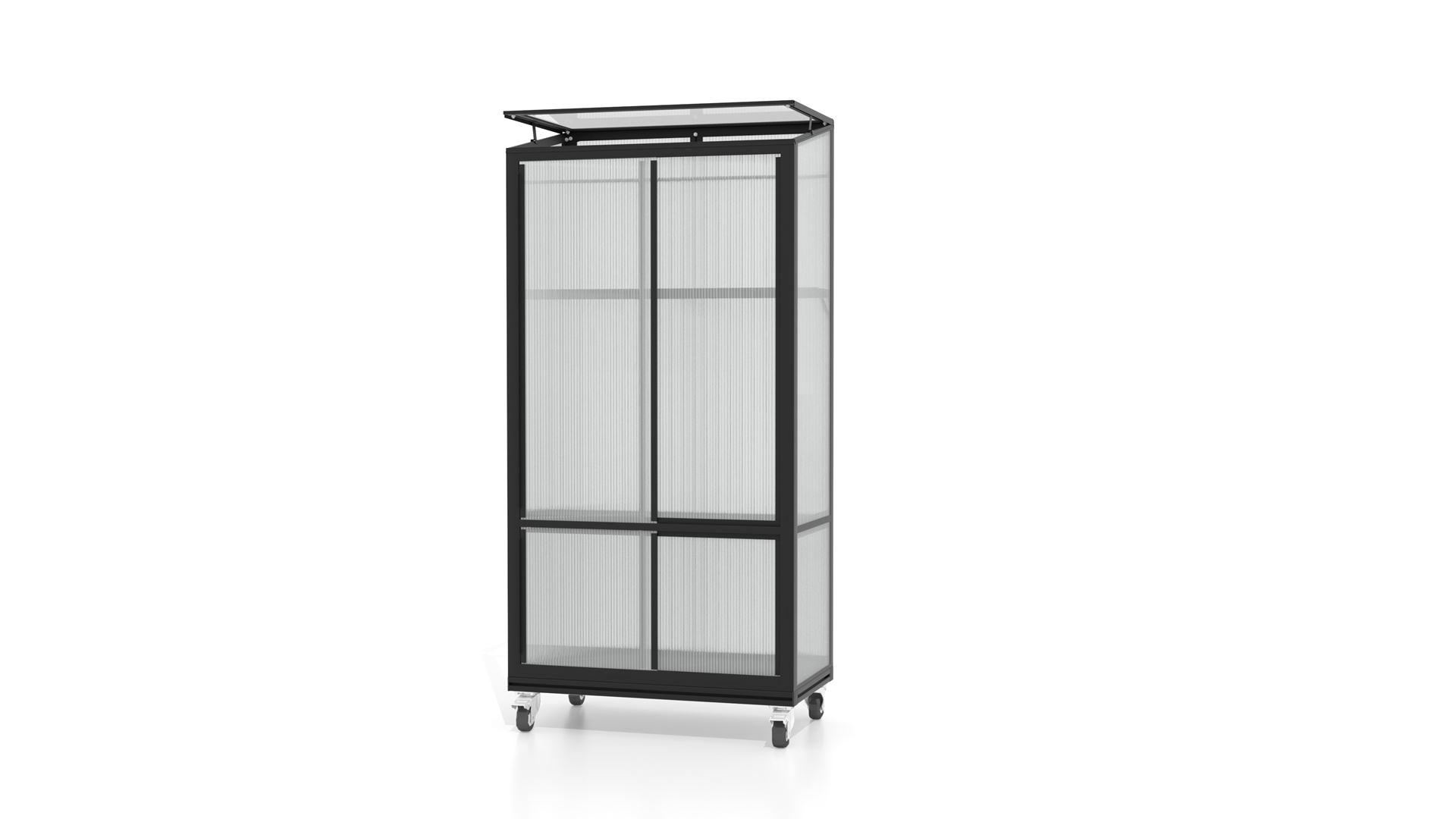 Polis-balkonserre-HKP4mm-met-wieletjes-zwart-Polycarbonaat-serre-Terras-serre-B80-8-x-L42-3-x-H168-2-cm