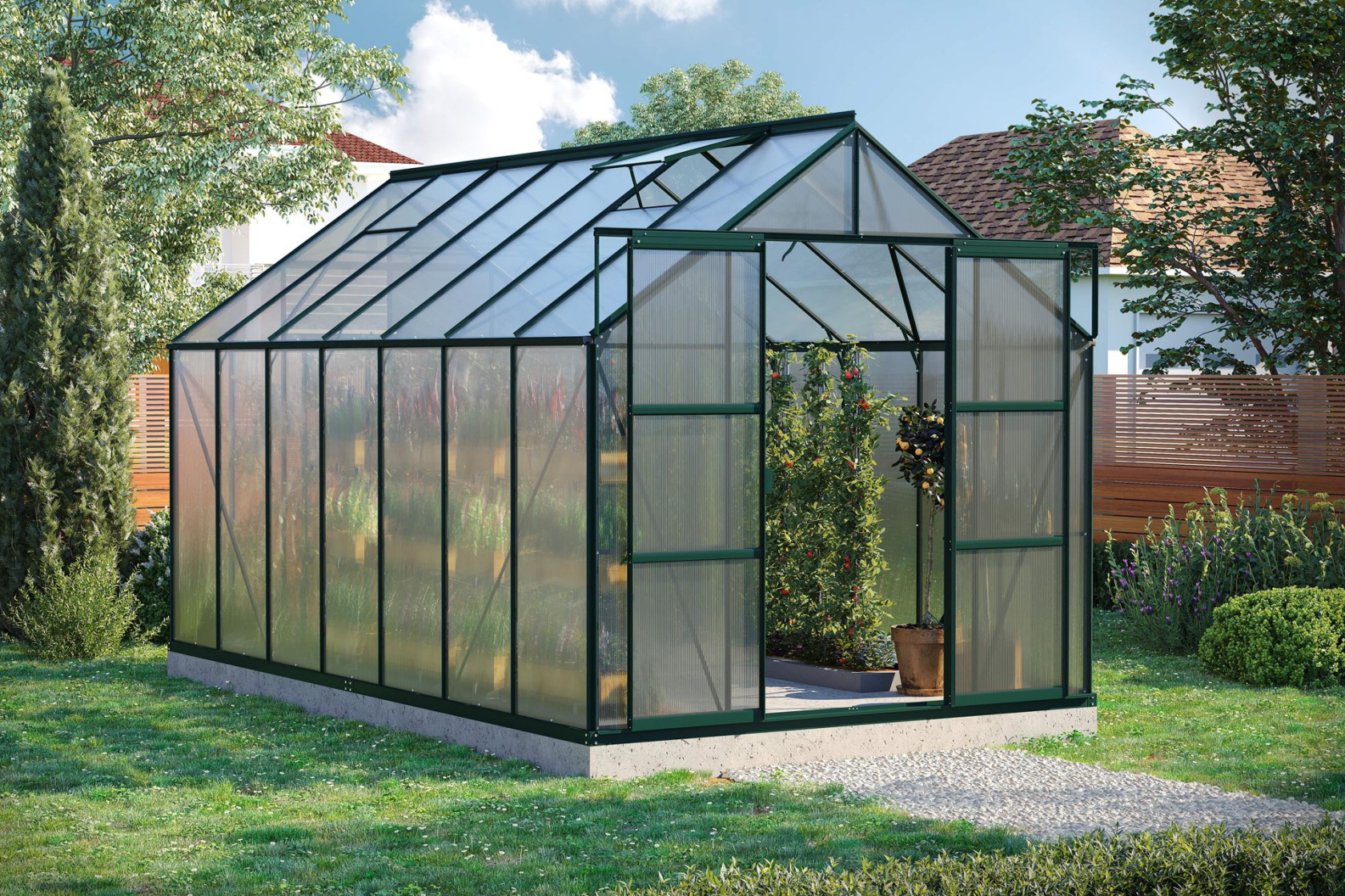 Vitavia Uranus serre - 11,5m² - met 6 mm polycarbonaat - Donkergroen