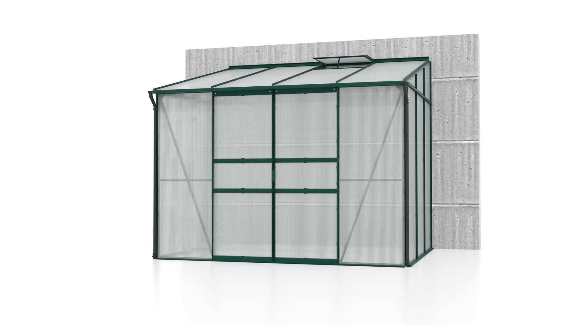 Ida-5200-HKP-4mm-donkergroen-Polycarbonaat-serre-Muurserre-B254-4-x-L190-1-x-H220-8-cm