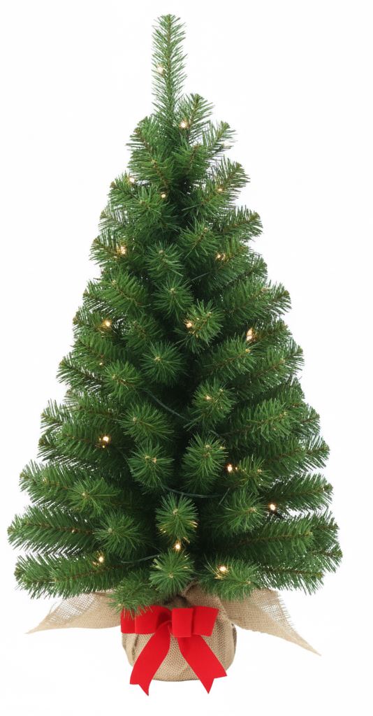 Noble-Table-Tree-Burlap-red-bow-h91cm-35L-Batt