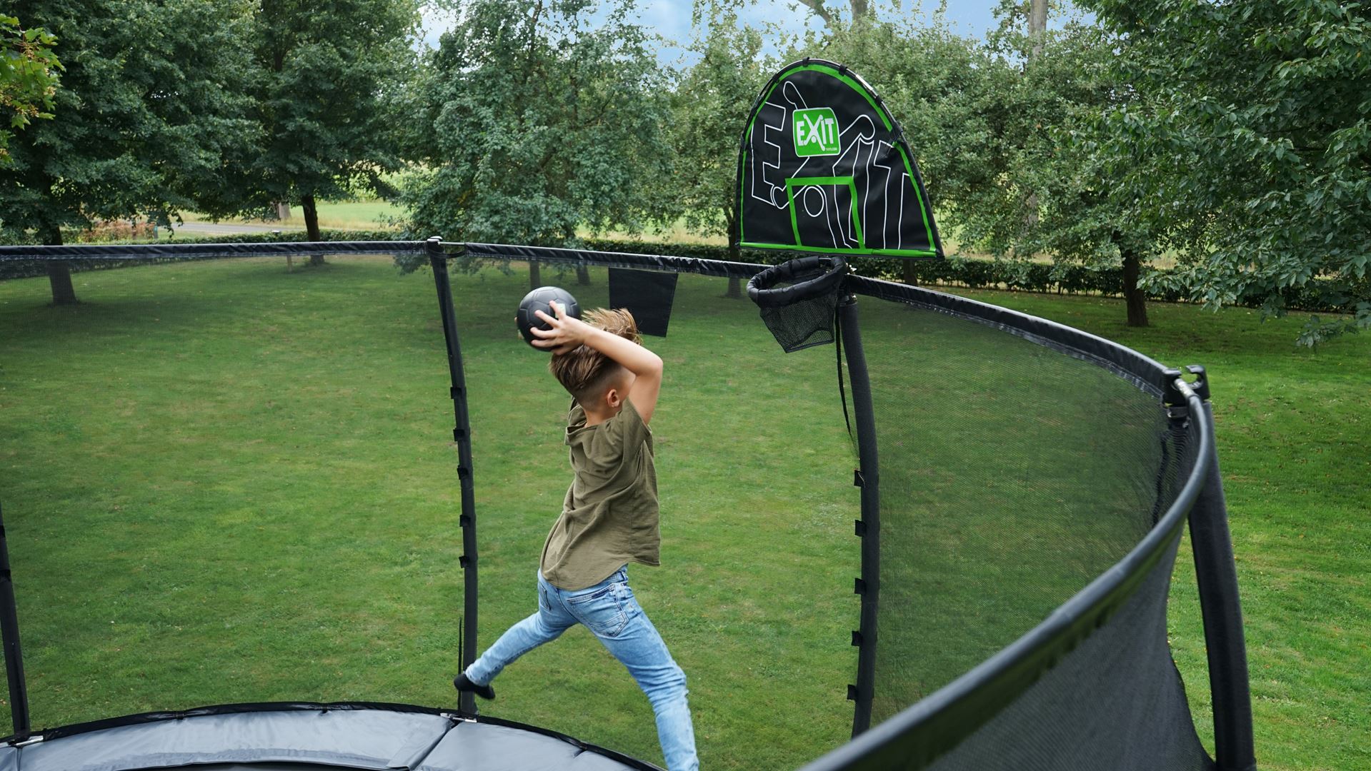 EXIT-trampoline-basket-25-38mm-groen-zwart