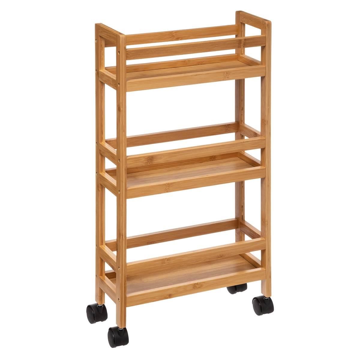 Keukentrolley-dressoir-met-kleine-wieltjes-van-bamboe-3-laags