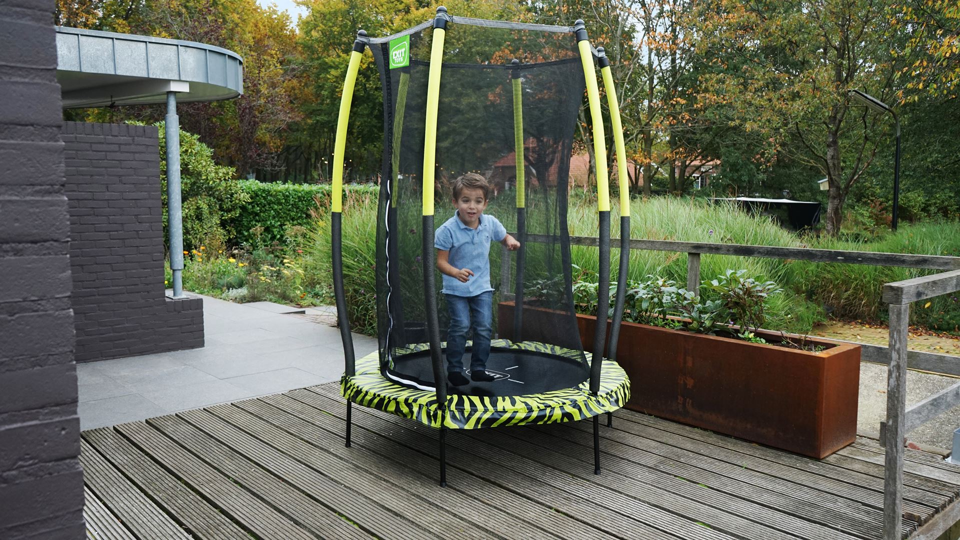 EXIT-Tiggy-junior-trampoline-met-veiligheidsnet-140cm-zwart-groen