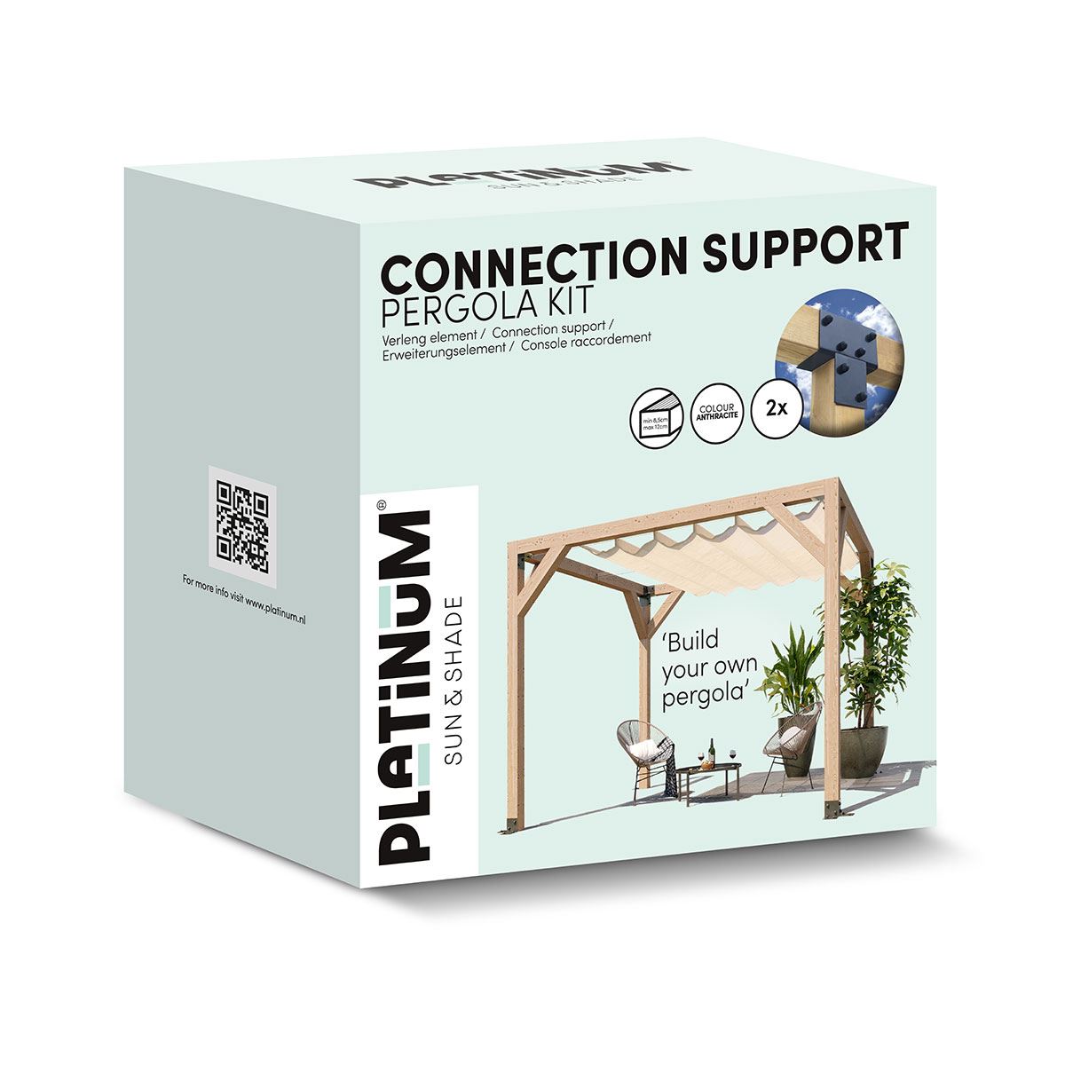 Platinum-Sun-Shade-Pergola-kit-Verbindingssteun-Kleur-Zwart
