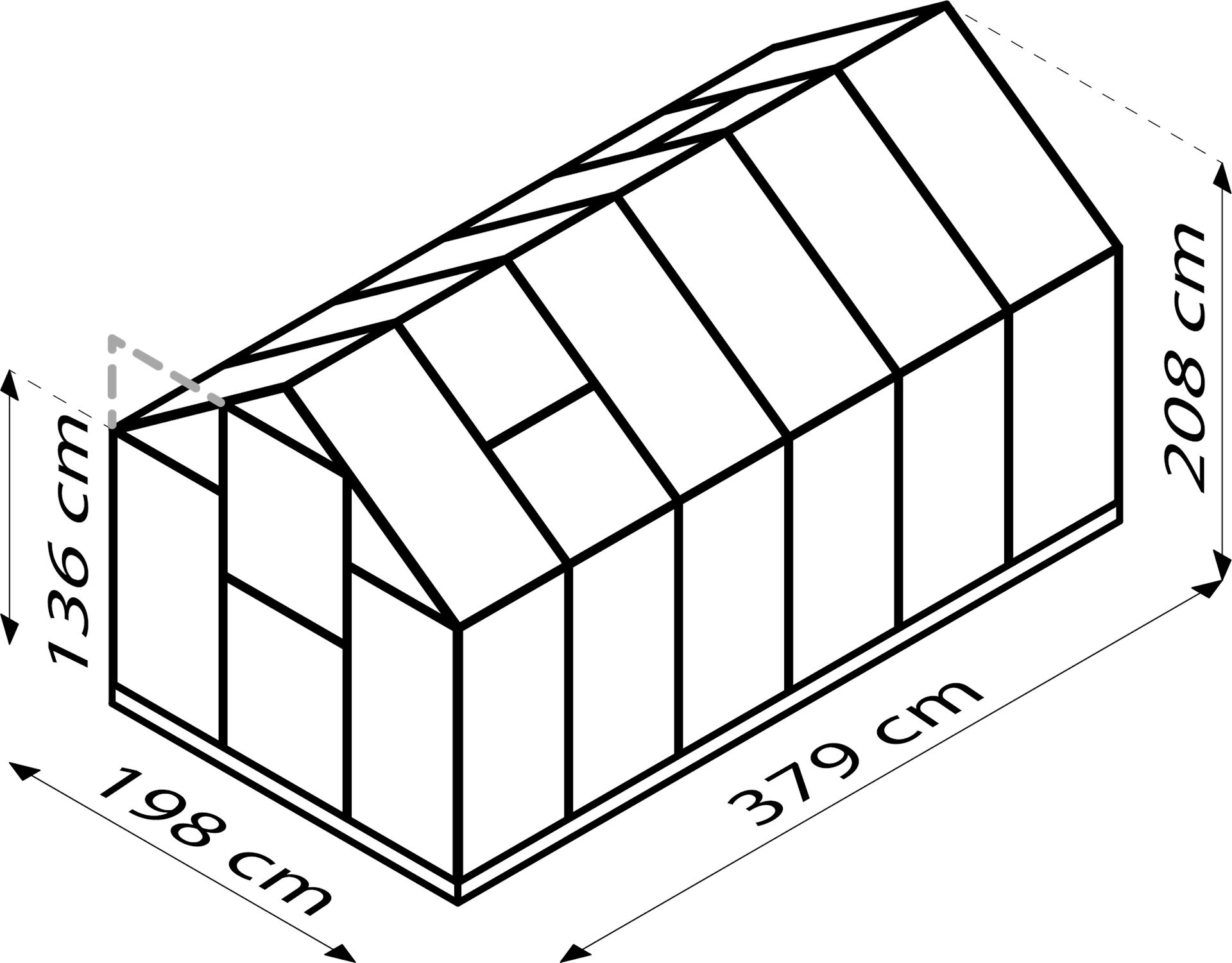 Triton-7500-HKP-6mm-zwart-Polycarbonaat-serre-Vrijstaand-B190-4-x-L376-5-x-H208-cm