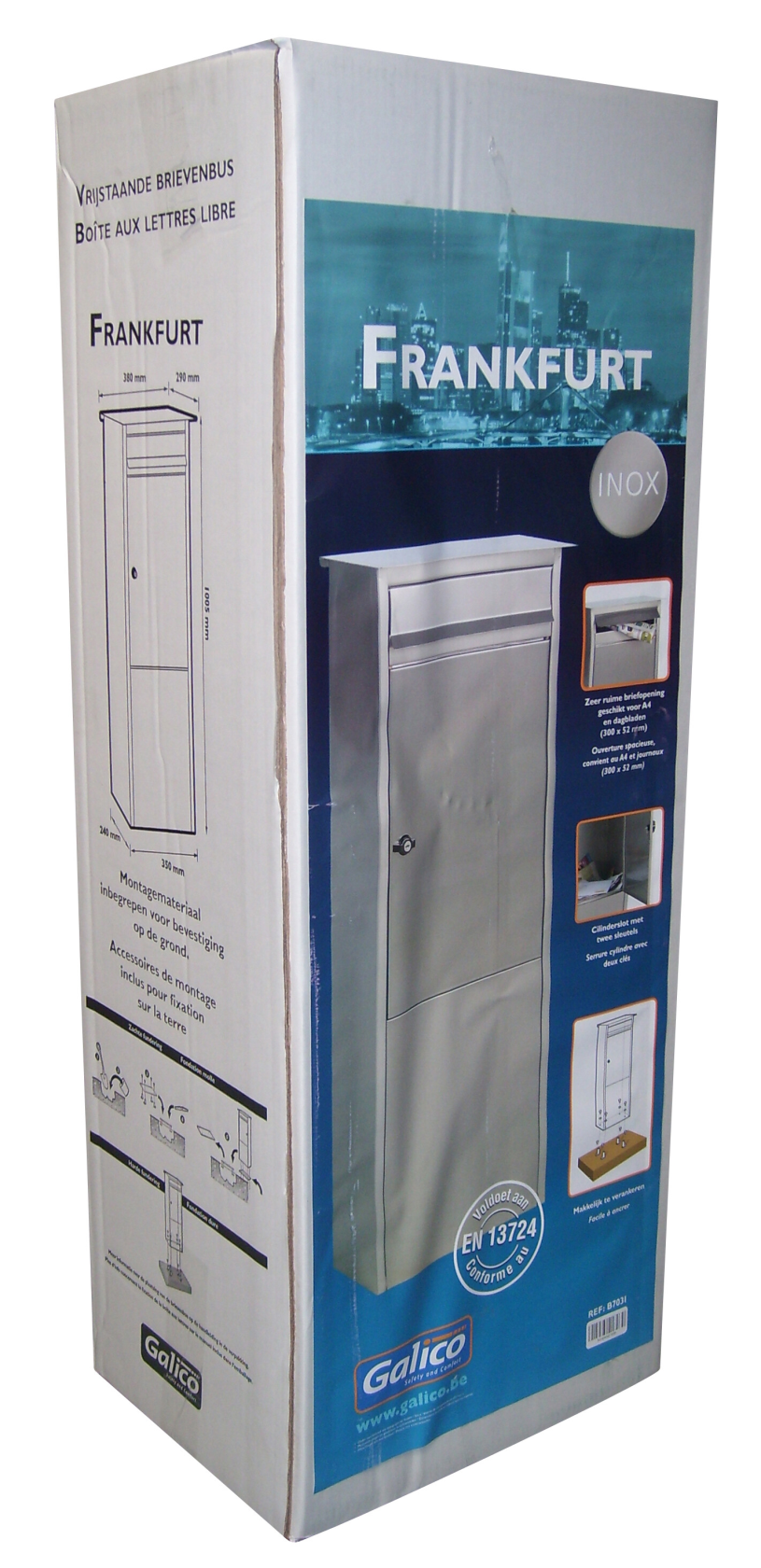 Practo Garden frankfurt matte gray matte gray - Freestanding mailbox - 29x38x100cm - Pantone 425C