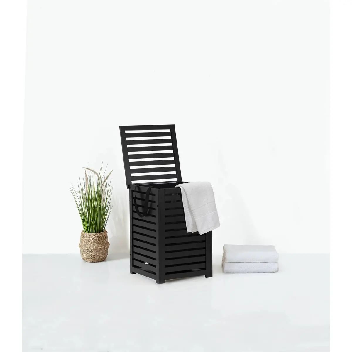 Wasmand-65L-zwart-hout