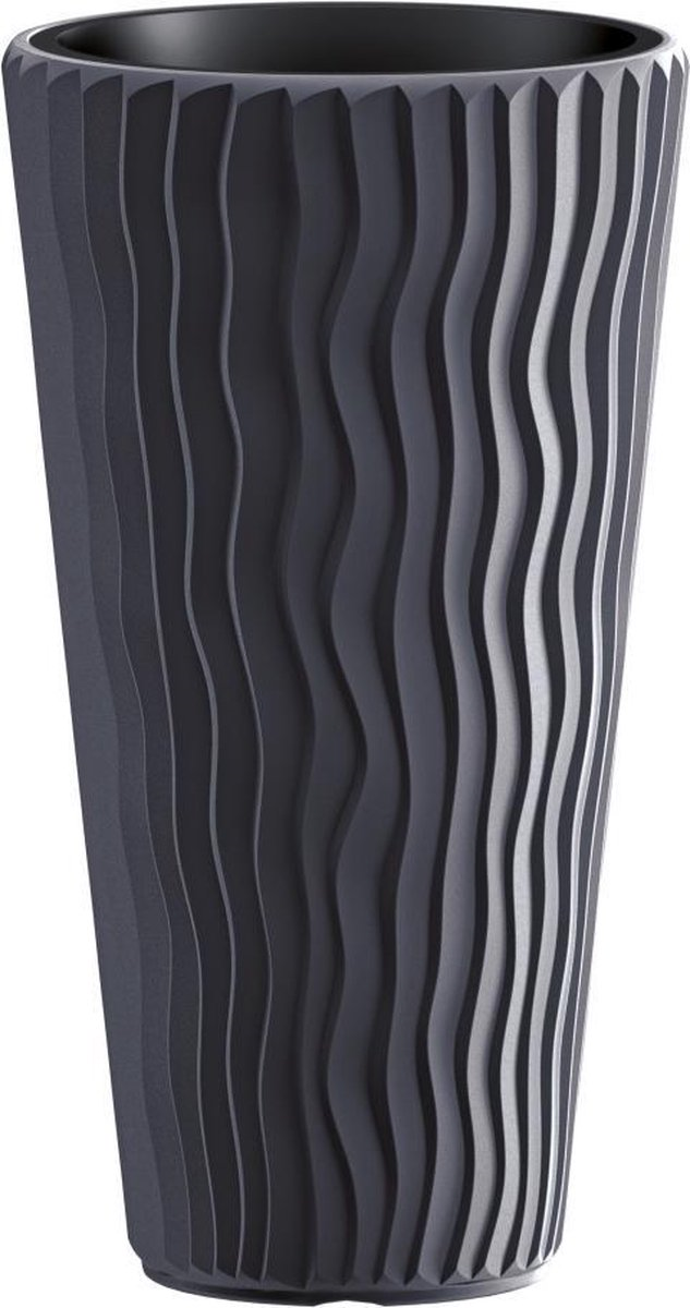 Prosperplast Sandy Slim Hoge Bloempot - Antraciet - 70,8 cm hoog - Met binnenpot