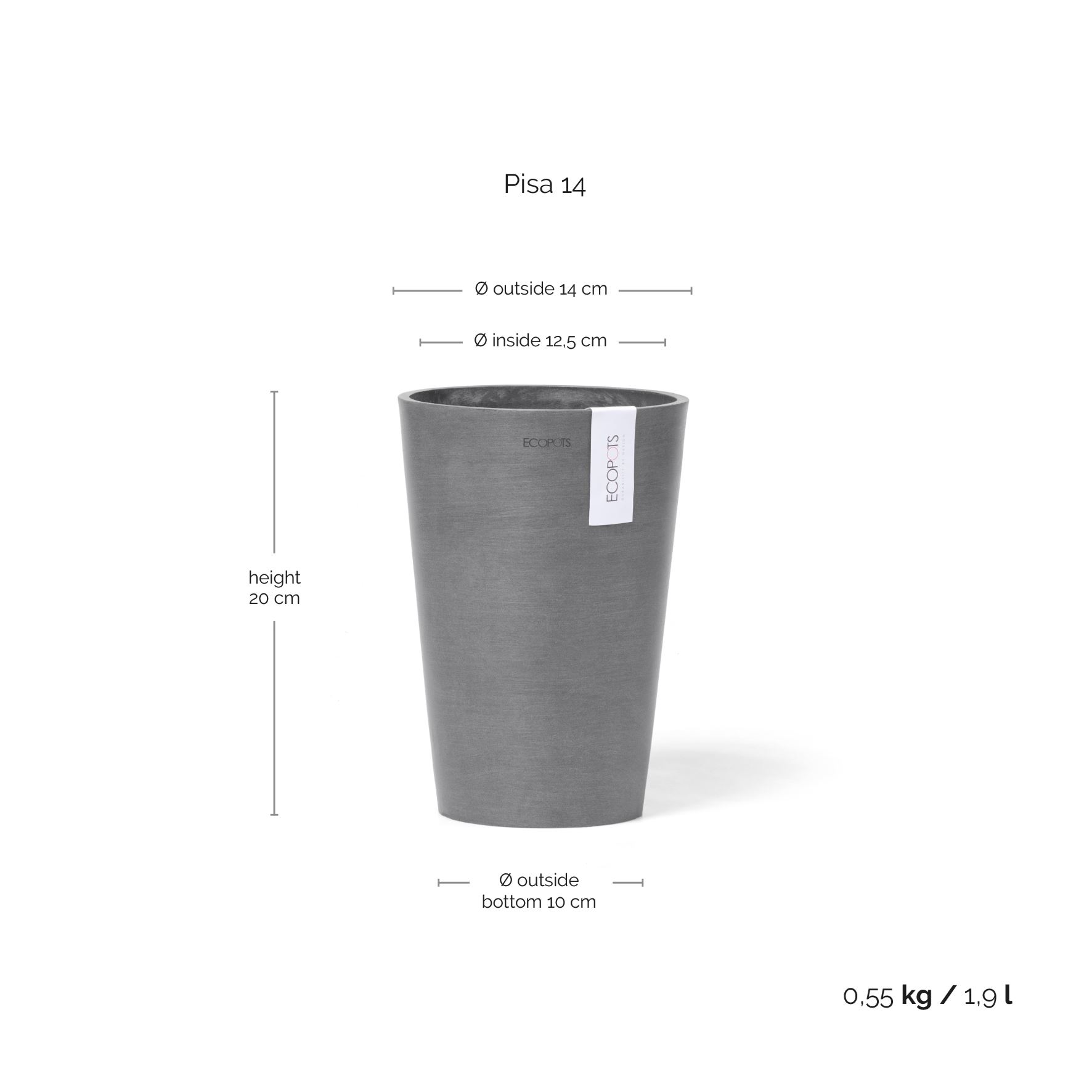 Ecopots-pisa-grey-14-cm-H20-cm