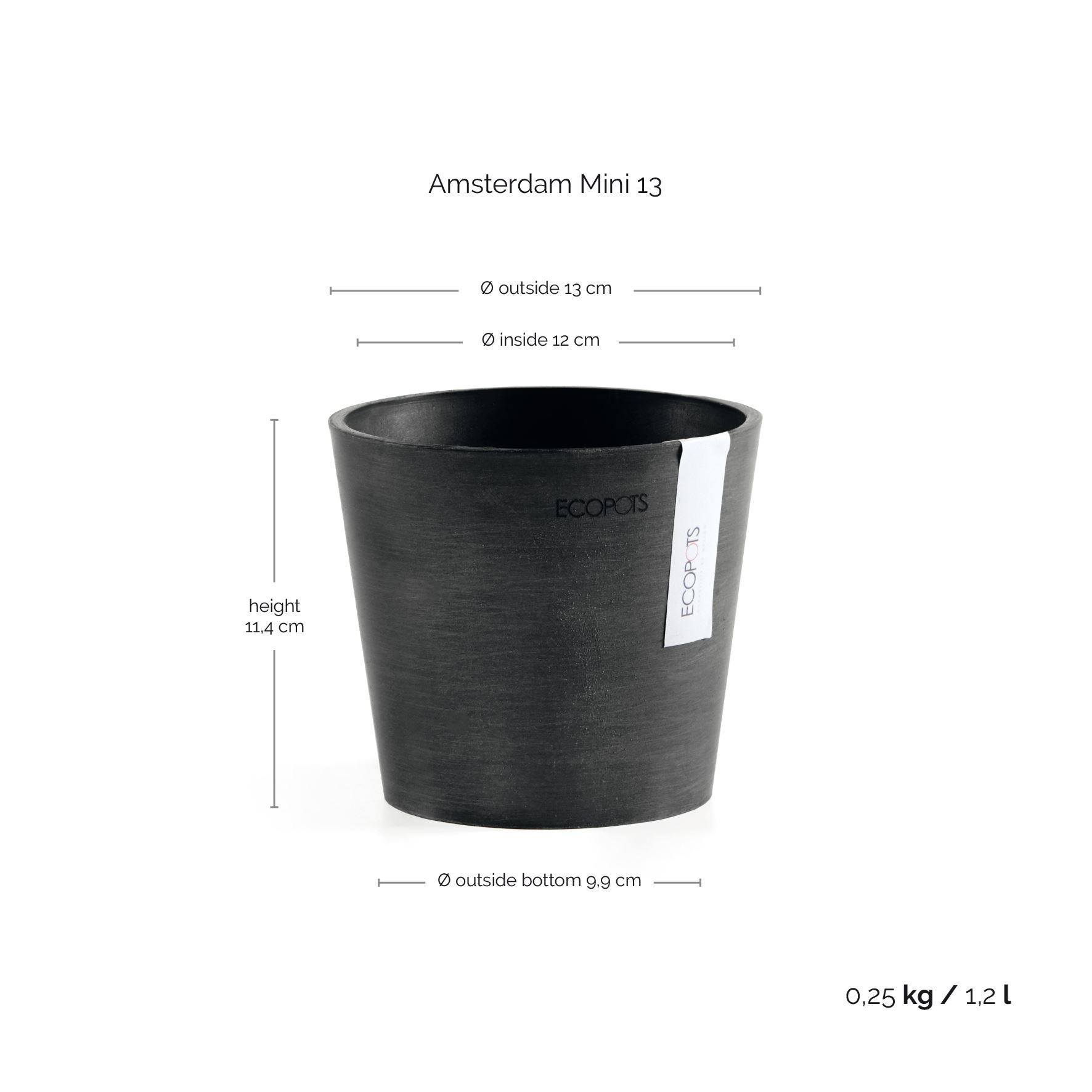 Ecopots-amsterdam-mini-dark-grey-13-cm-H11-4-cm