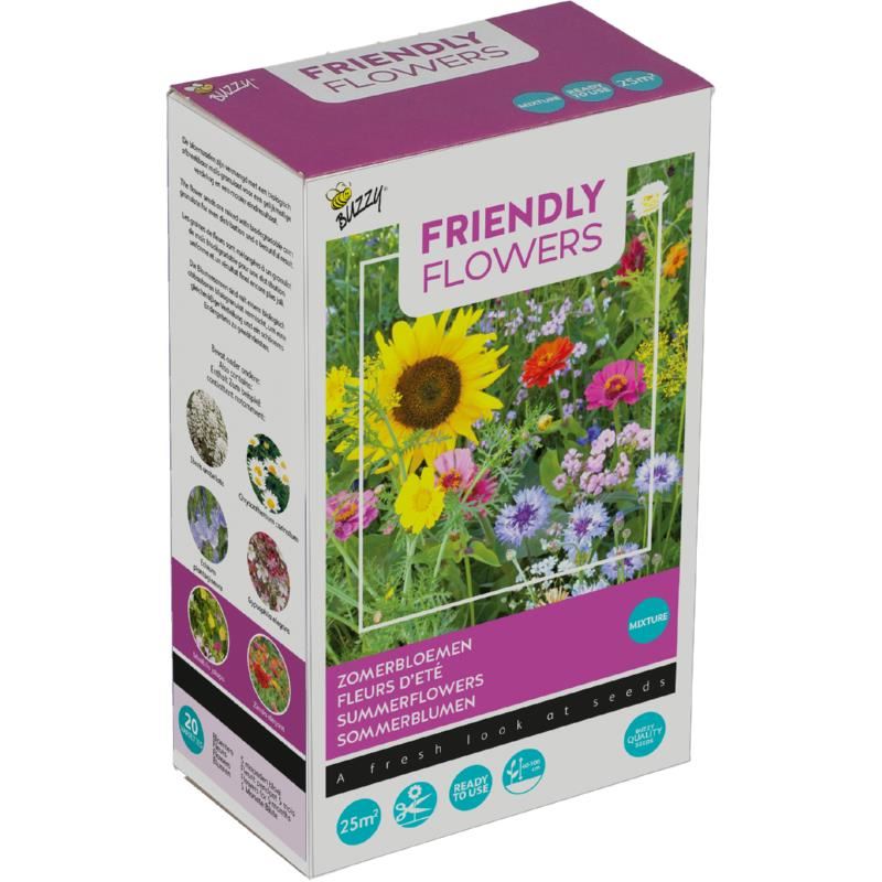 Buzzy grow gifts Friendly Flowers mix zomerbloemen - Geschikt voor ca. 25m² - Bloemenmengsel voor biodiversiteit