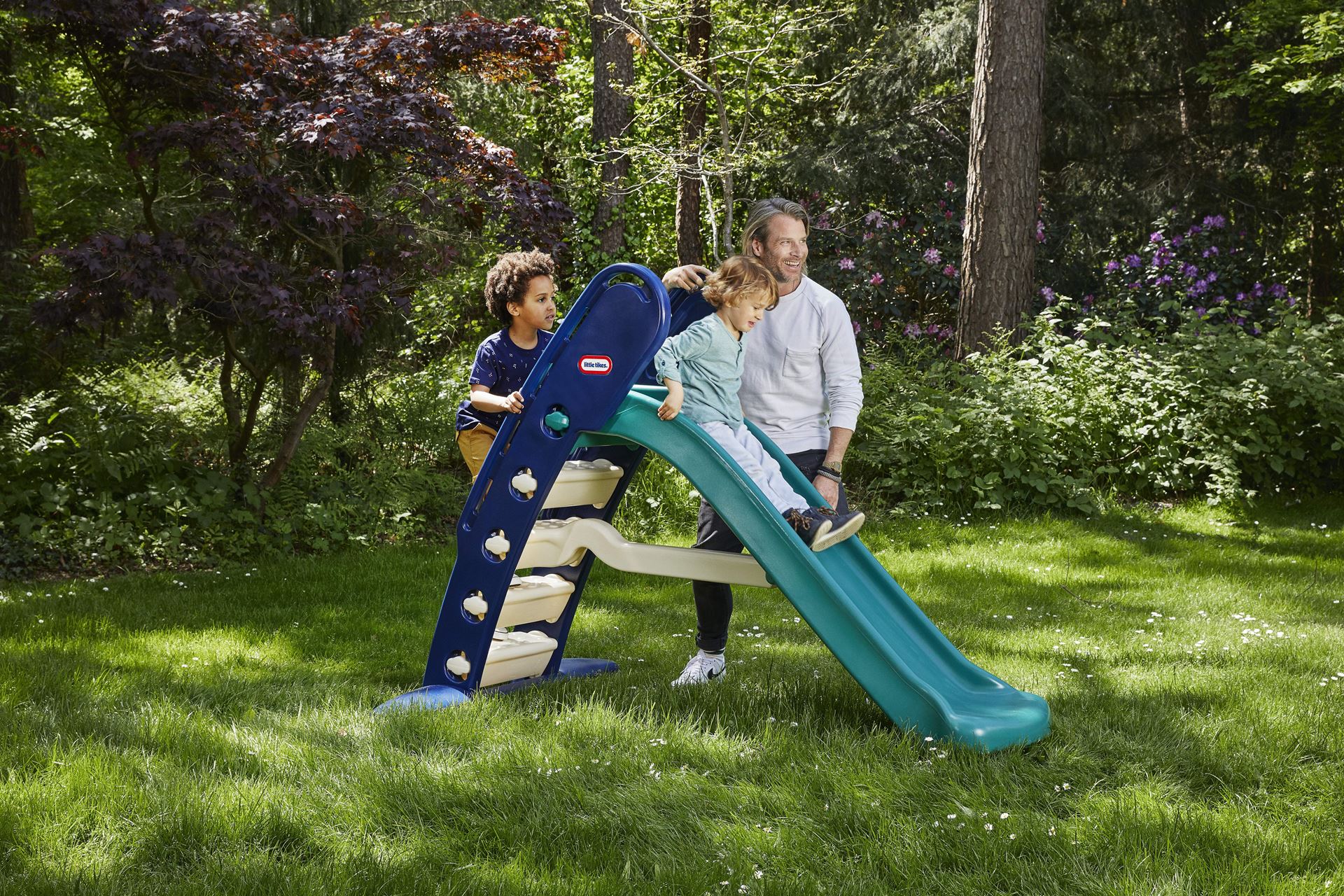 Little-Tikes-glijbaan-Giant-slide-jungle-125cm-hoog-blauw-groen