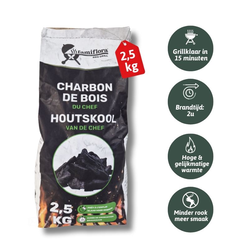 Famiflora - Famigrill houtskool van de chef 2,5kg - professionele kwaliteit