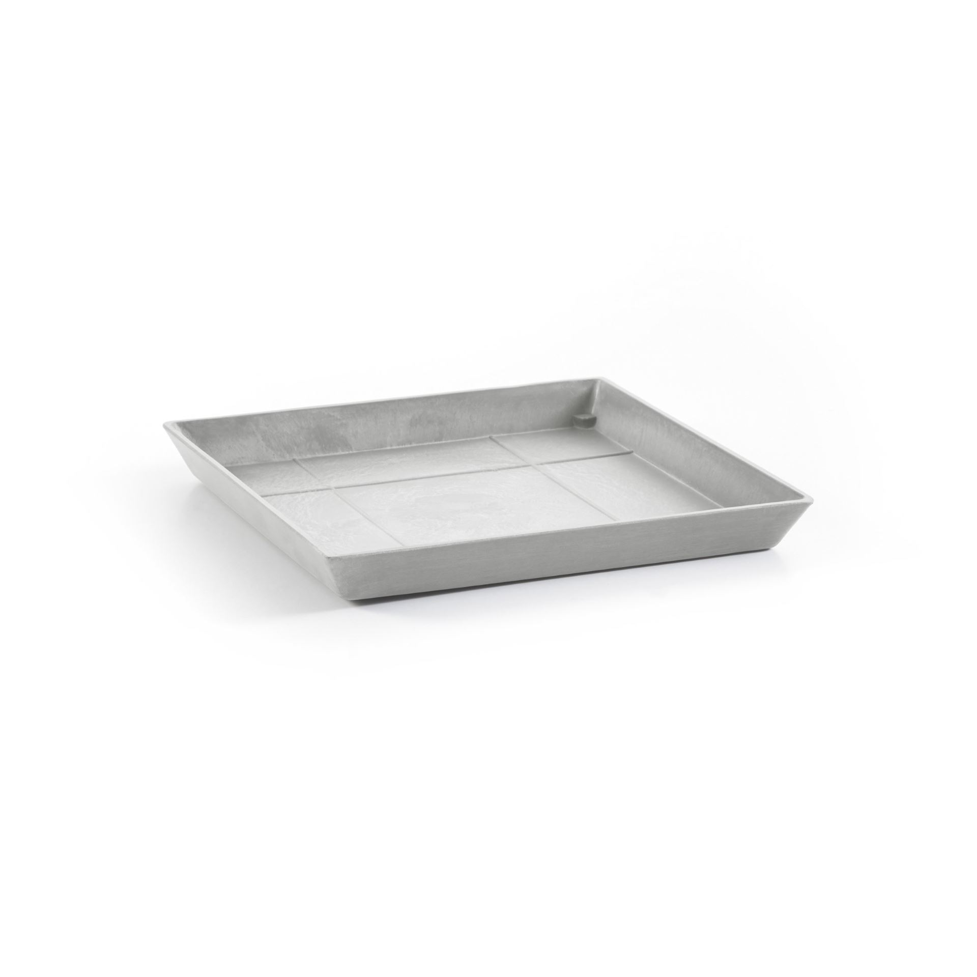 Ecopots Saucer Square - White Grey - 28 x H3 cm - Square white grey saucer with water reservoir