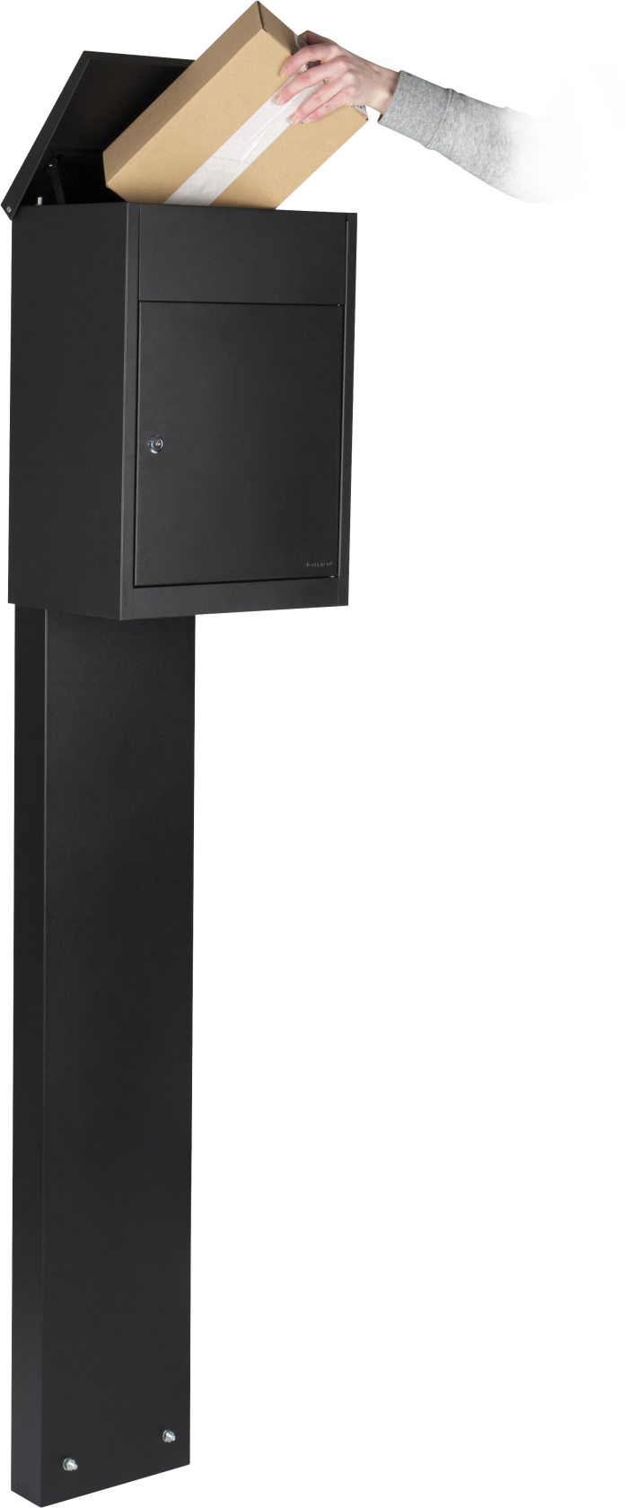 Practo Garden Letterbox stand - matte black - 7,5x25x170cm - RAL 9005