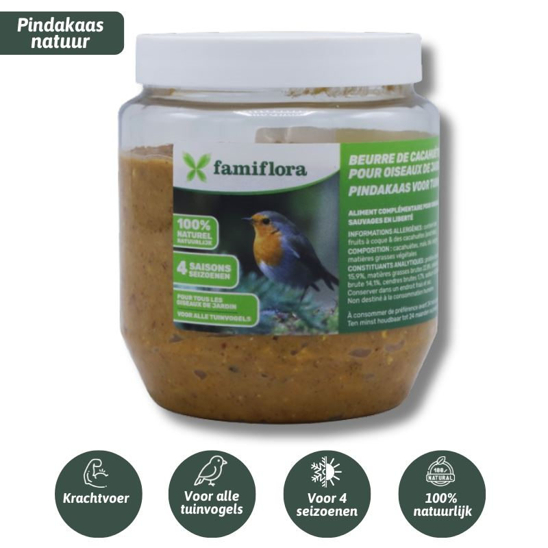 Famiflora pindakaas voor tuinvogels natuur - 350 gr - Vogelpindakaas
