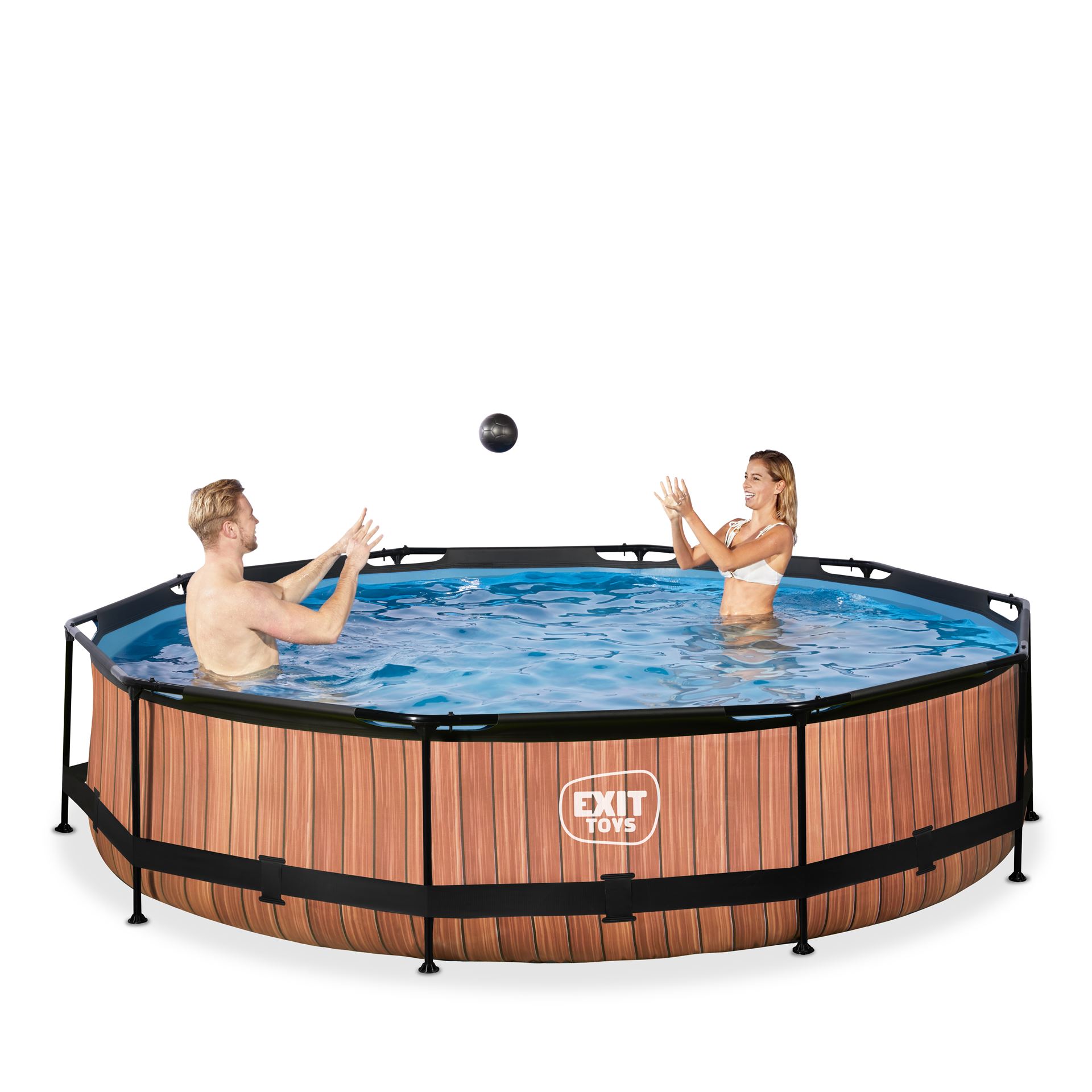 EXIT-Wood-zwembad-360x76cm-met-filterpomp-bruin
