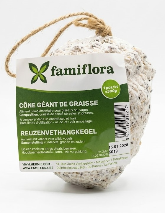 Famiflora Pomme de pin grasse géante - 300g - Suif et graines - Produit 100% naturel
