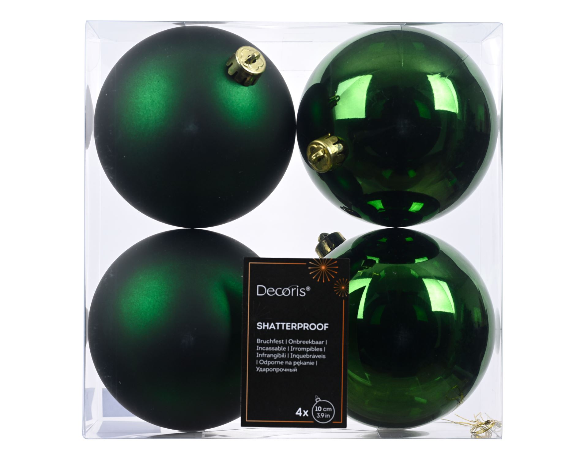 Kerstballen-D10cm-4stuks-kunststof-dennengroen