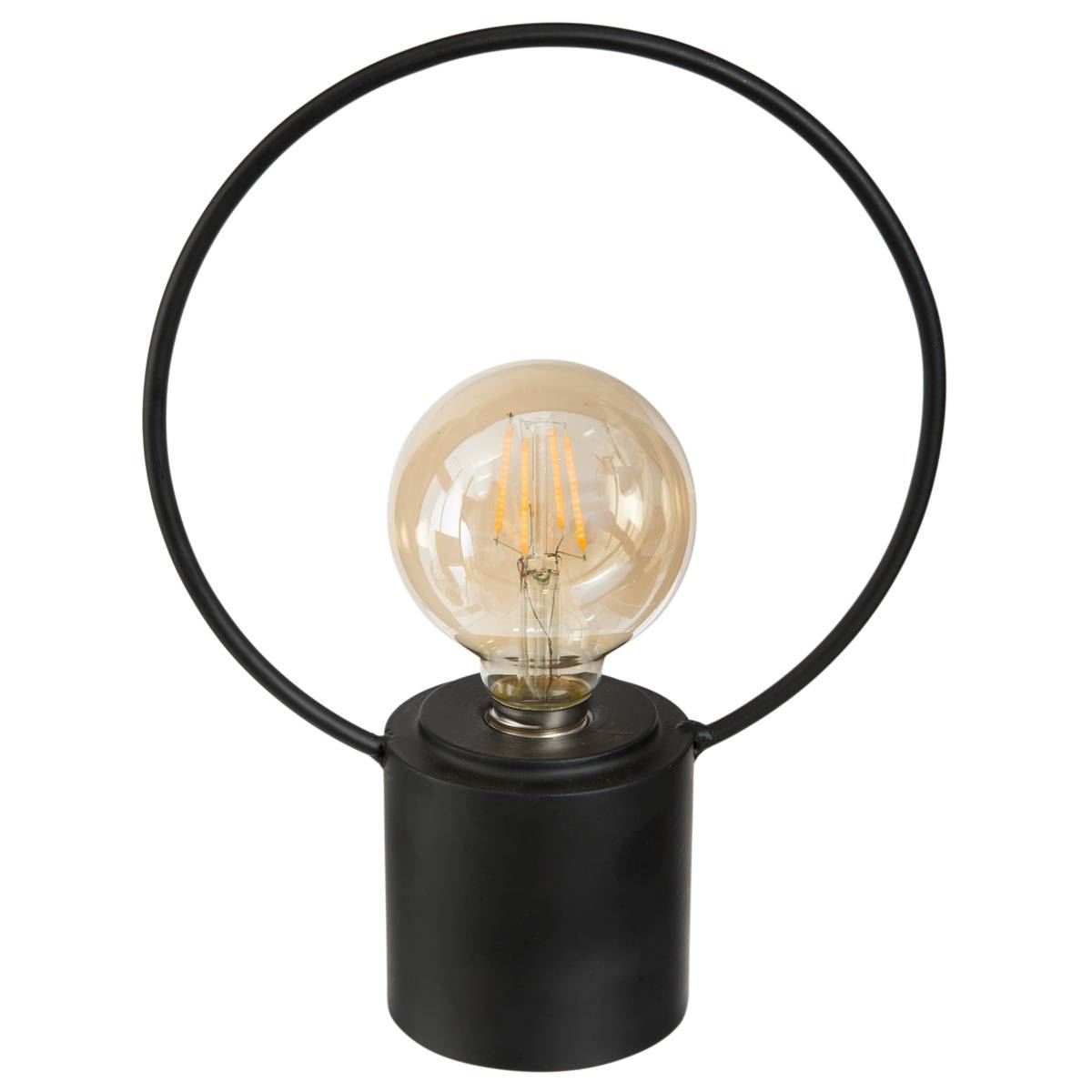 Atmosphera zwarte Tafellamp met Zwart Metaalkader - Hoogte 27,5 cm - Werkt op 2 AAA-batterijen - Inclusief LED-lamp