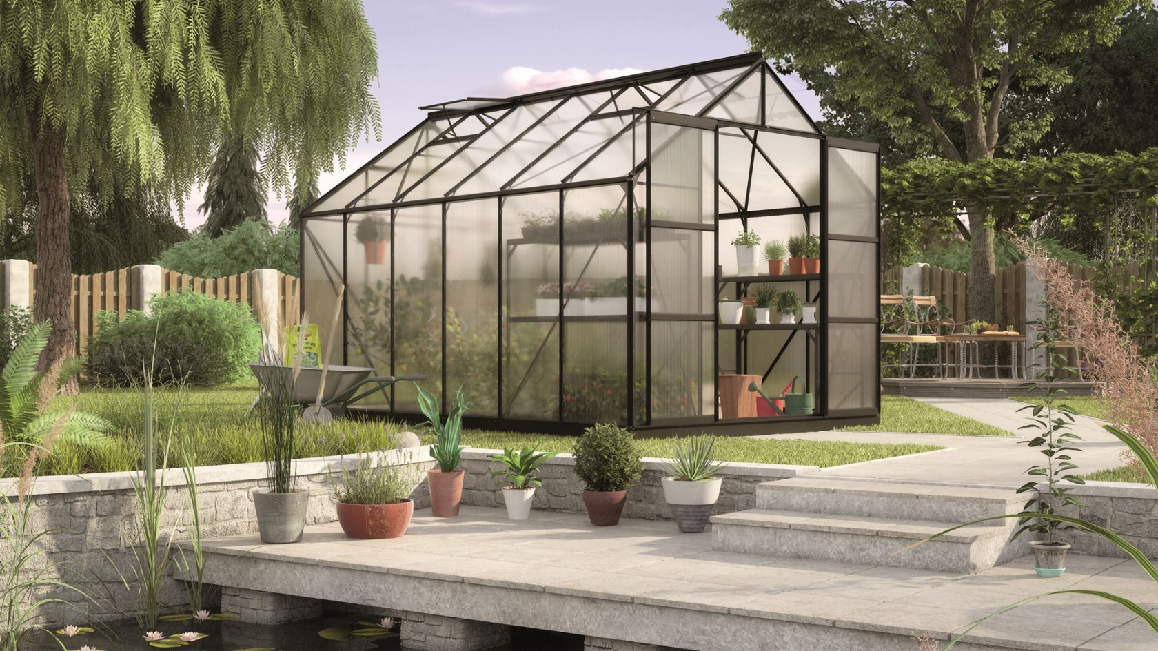 Vitavia Uranus serre - 9,9m² - met 6 mm polycarbonaat - Zwart