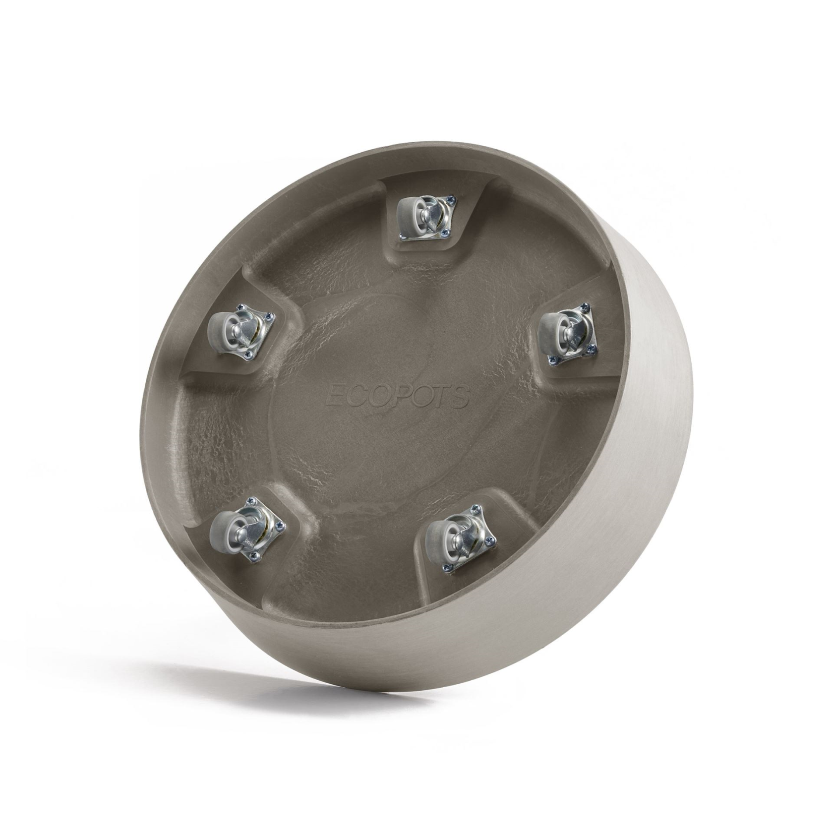 Ecopots onderschotel op wielen - Rond - Taupe - Diameter 34,1 x H9 cm