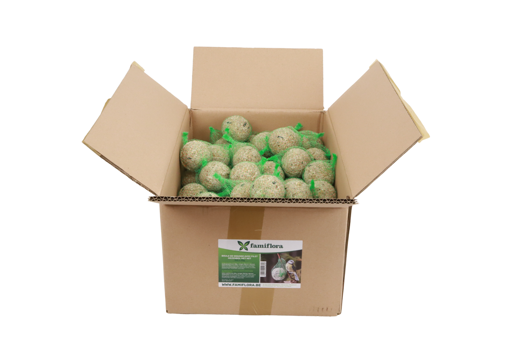 Famiflora boules de suif avec filet - Nourriture pour oiseaux - 100 boules à 90 g