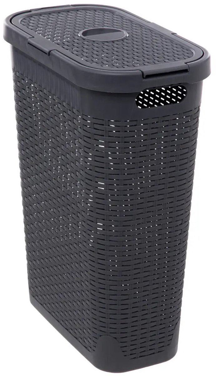 Donkergrijze-smalle-mand-40L-rotan