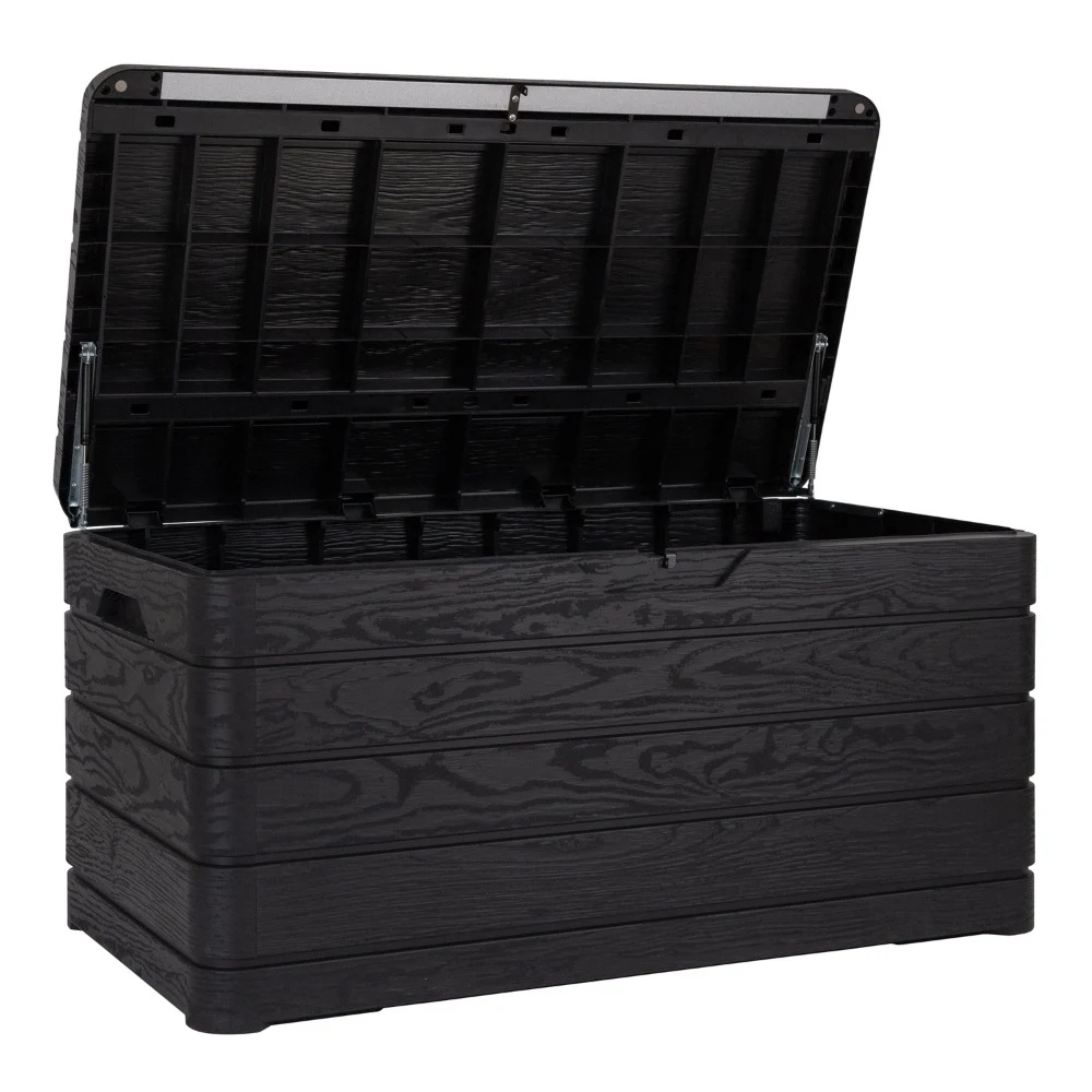 Toomax Dolomiti Cushion Box - 500L - Dark Anthracite - Wood look - Inside size 128.5 x 67.5 x 62 cm - Outside size 129 x 64 x 70 cm