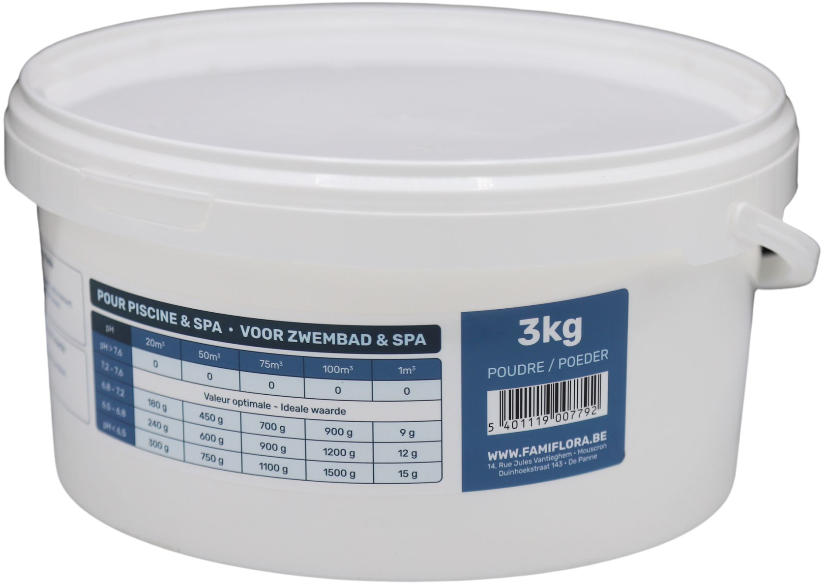 Famiflora pH-plus poeder 3kg - verhoogt de pH-waarde van je zwembad of spa!